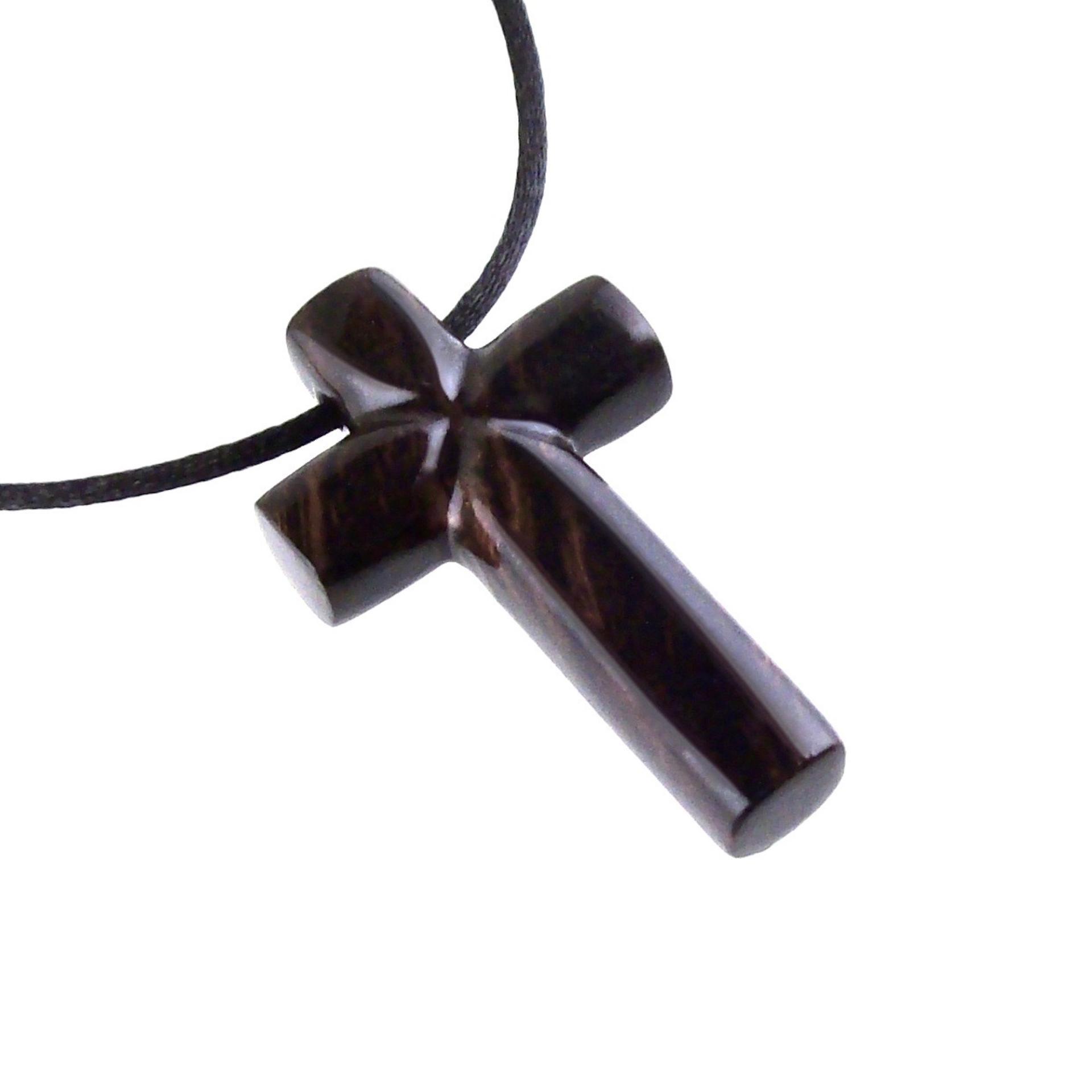 Wood Cross Necklace, Hand Carved Wooden Cross Pendant, Christian Jewelry for Men