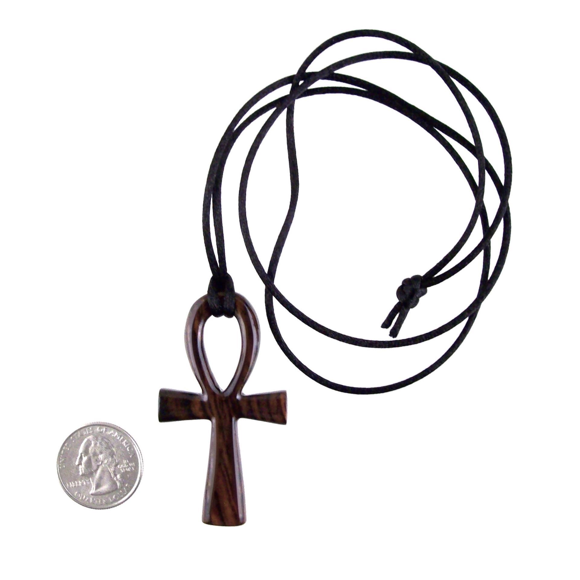 Large Ankh Pendant, Mens Wood Ankh Necklace, Wooden Egyptian Cross Ankh Pendant, African Jewelry