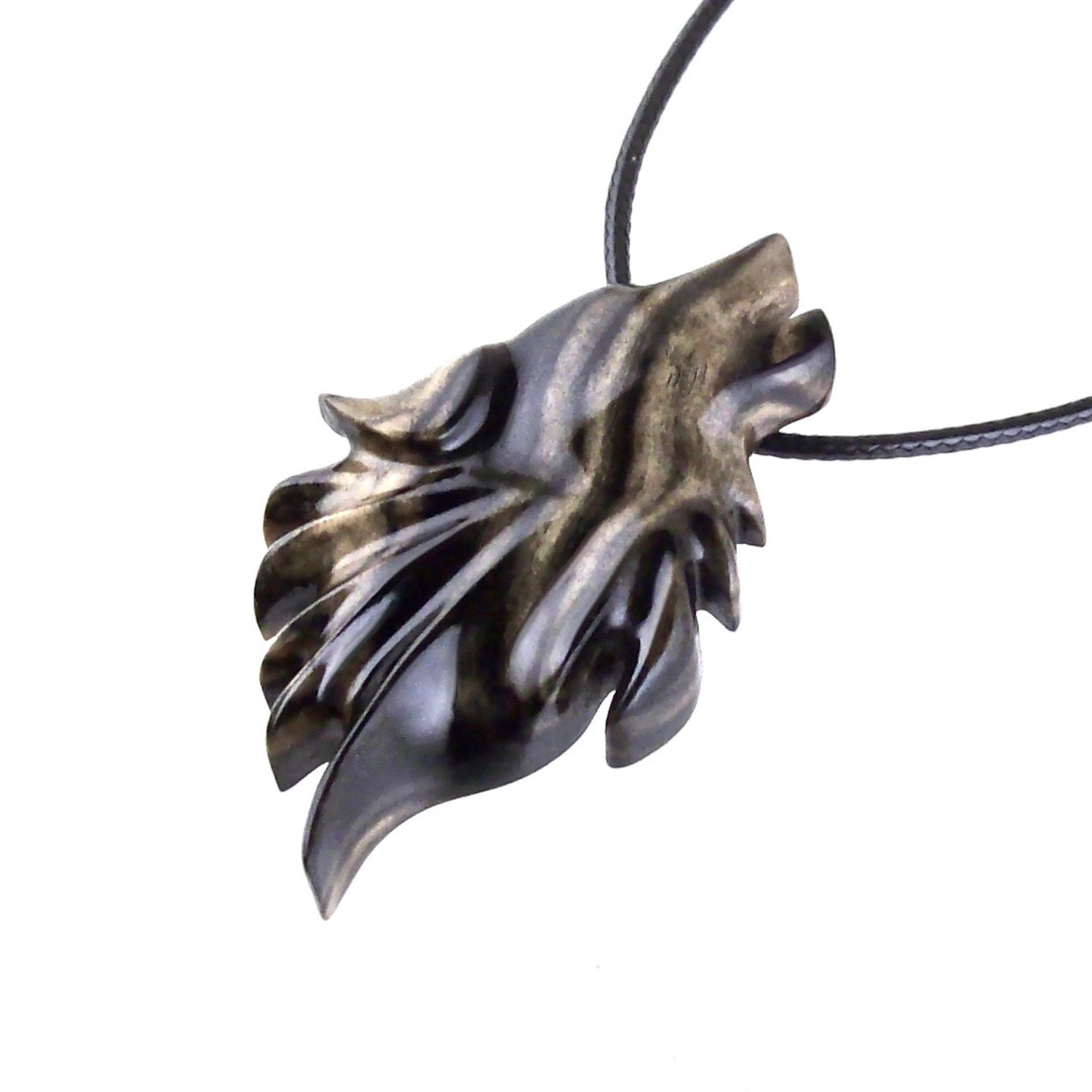 Wolf Necklace, Hand Carved Wooden Wolf Pendant for Men or Women, Spirit Animal Totem Woodland Jewelry