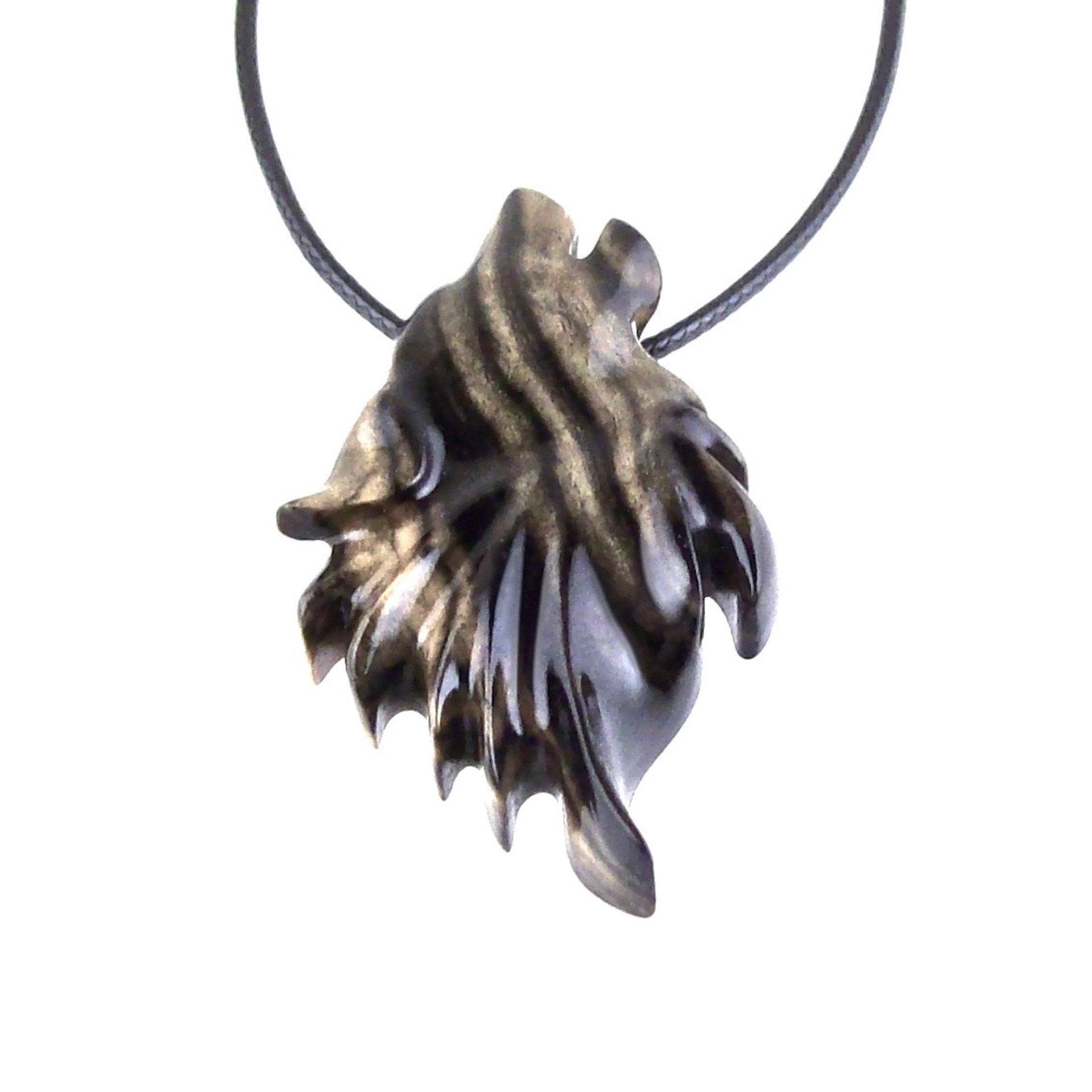 Wolf Necklace, Hand Carved Wooden Wolf Pendant for Men or Women, Spirit Animal Totem Woodland Jewelry