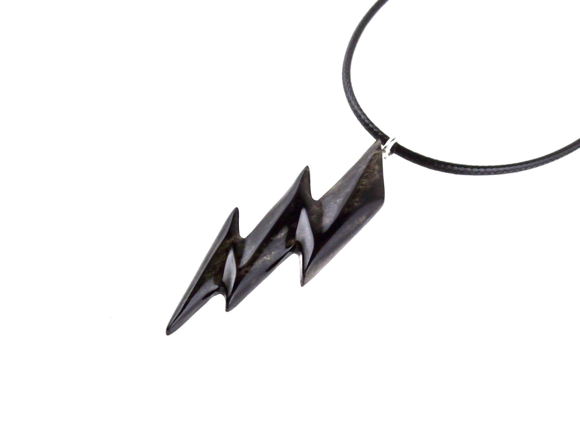 Wooden Lighting Bolt Pendant Necklace, Hand Carved Wood Flash Pendant, Lightning Strike, Thunderbolt Necklace, Storm Chaser Gift