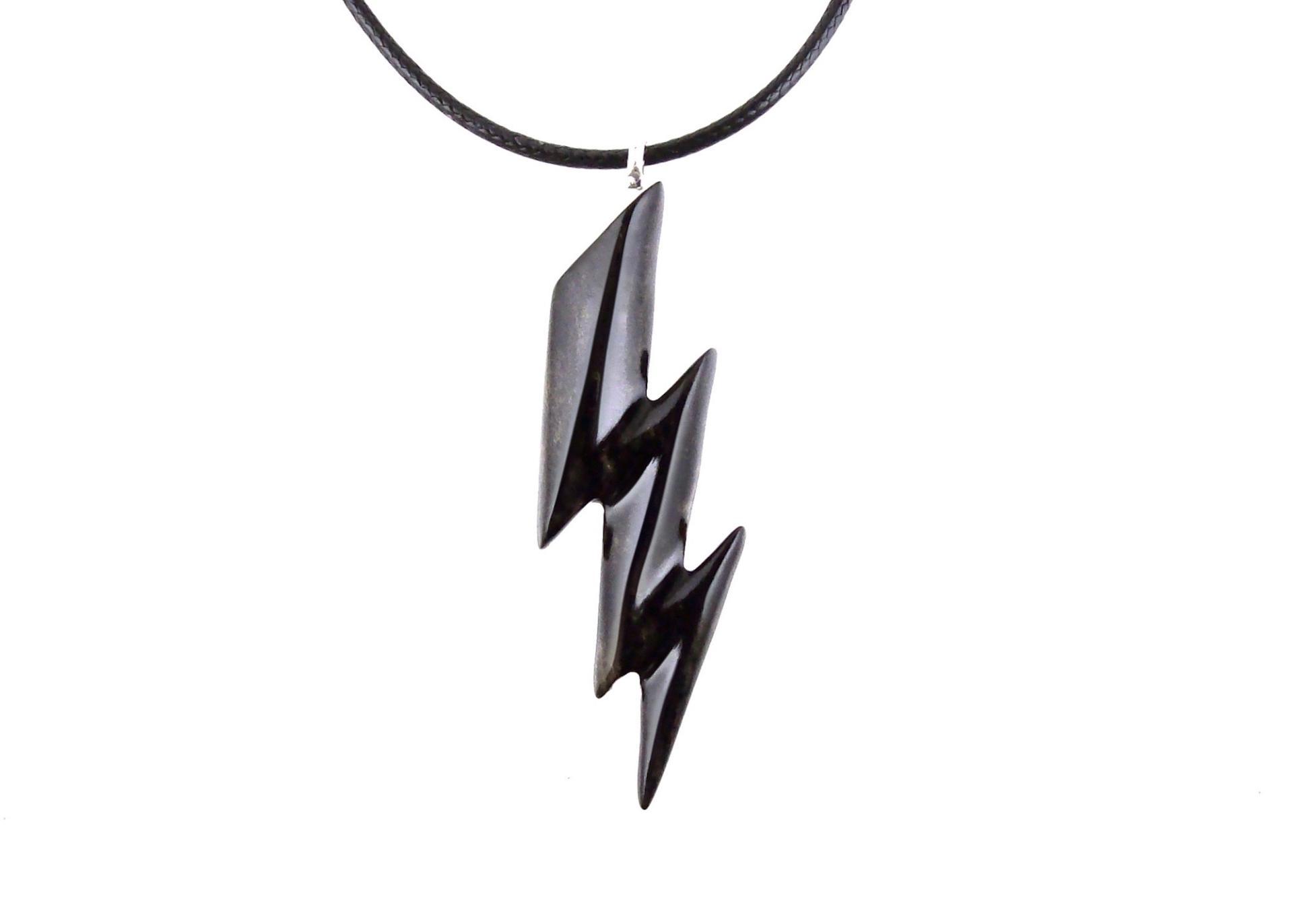 Wooden Lighting Bolt Pendant Necklace, Hand Carved Wood Flash Pendant, Lightning Strike, Thunderbolt Necklace, Storm Chaser Gift