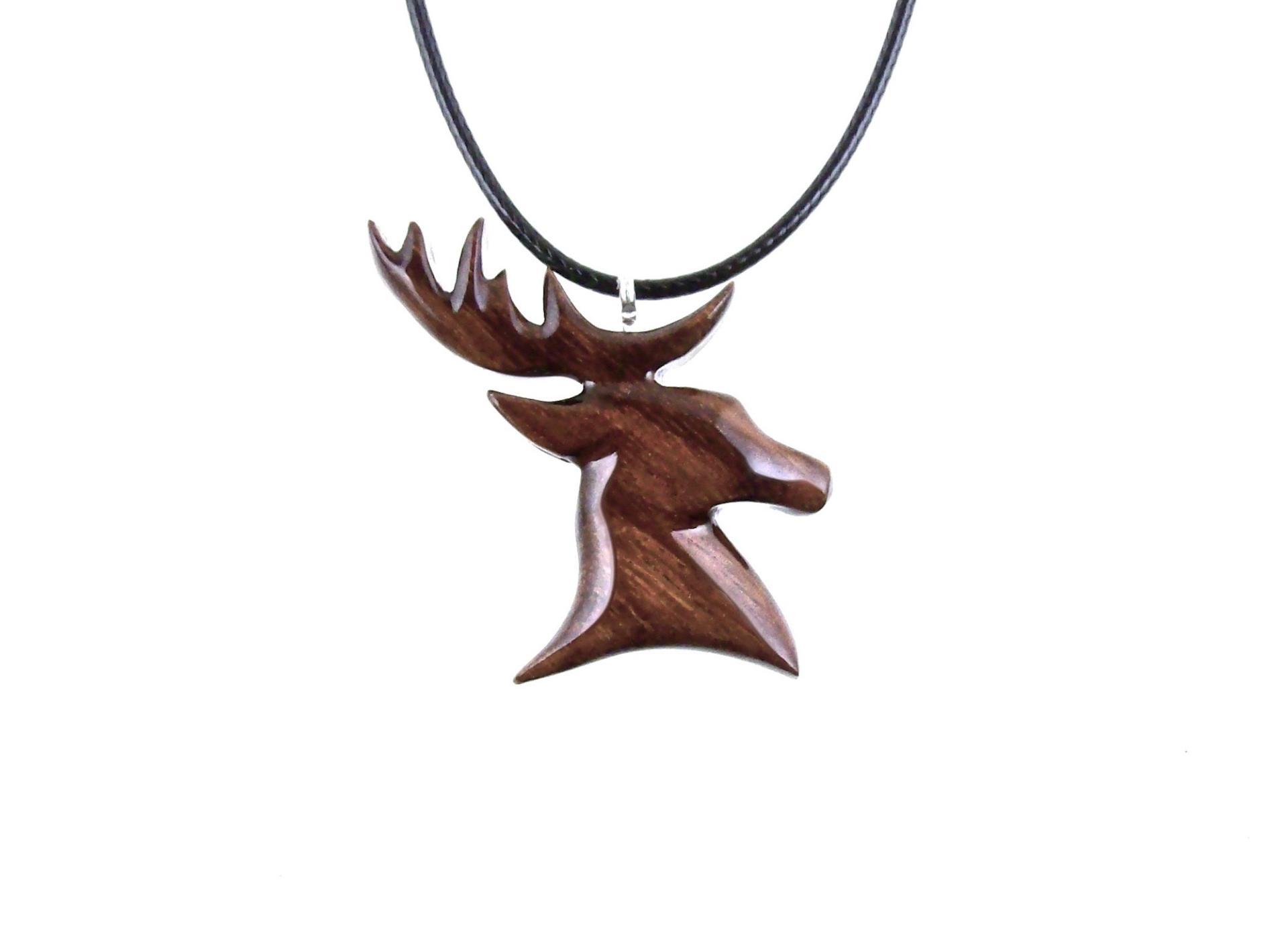 Deer Pendant, Hand Carved Wooden Stag Necklace, Buck Head Necklace, Spirit Animal Totem Gift for Him, Woodland Mens Jewelry