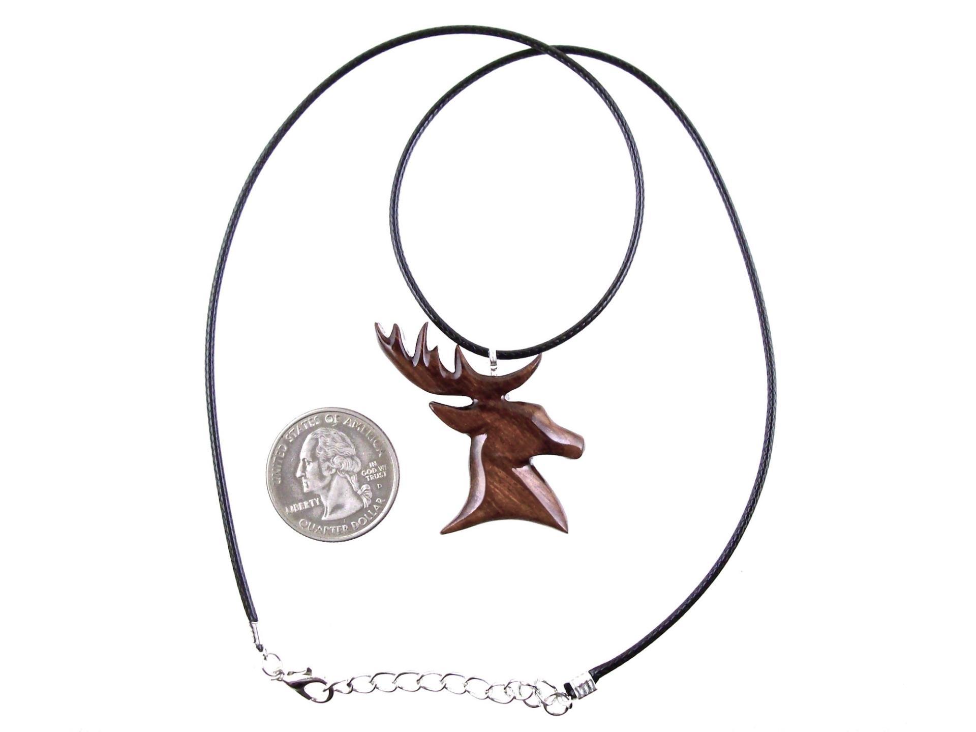 Deer Pendant, Hand Carved Wooden Stag Necklace, Buck Head Necklace, Spirit Animal Totem Gift for Him, Woodland Mens Jewelry