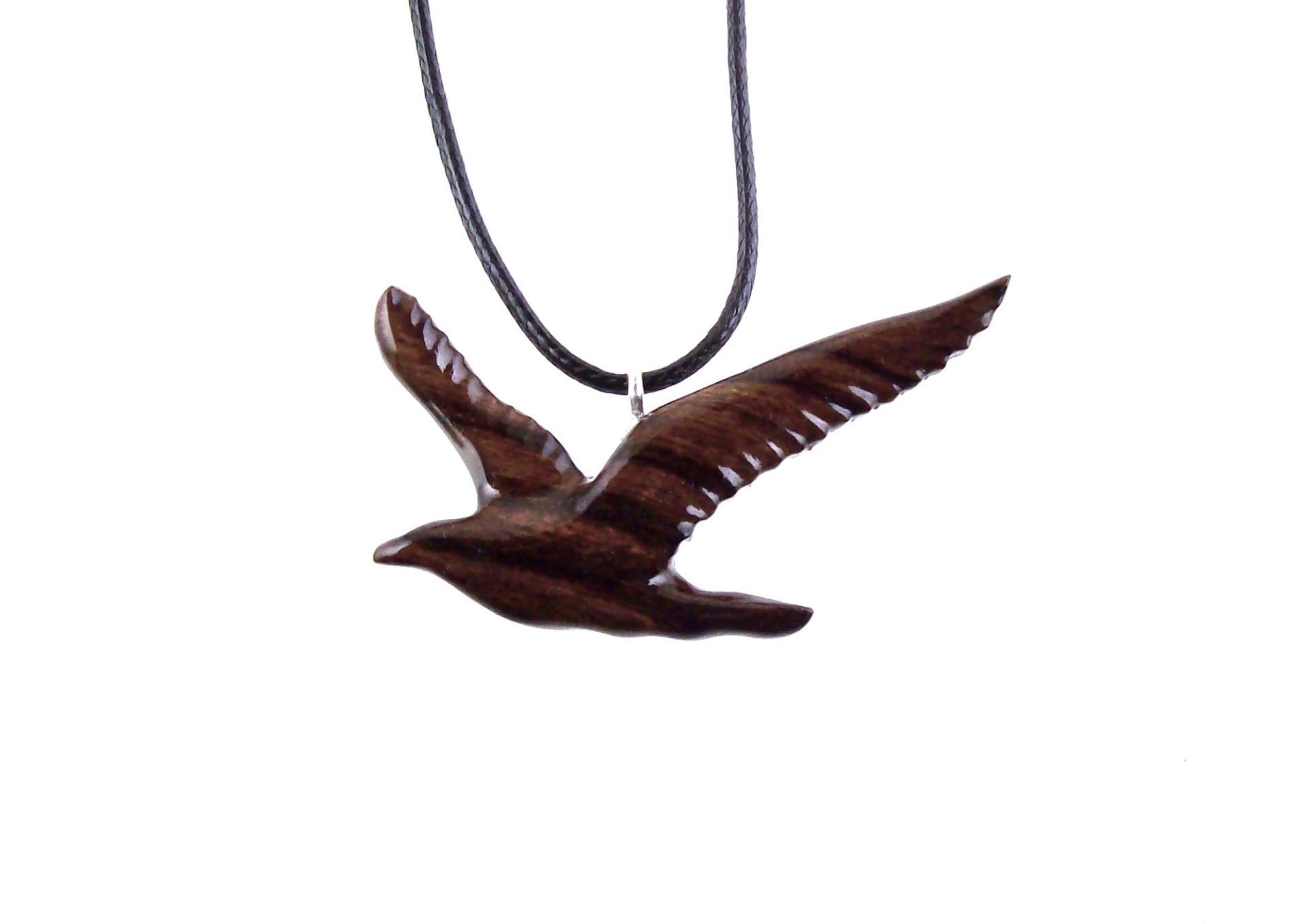 Wooden Seagull Pendant, Hand Carved Bird Necklace, Wood Jewelry, One of a Kind Gift for Her Him