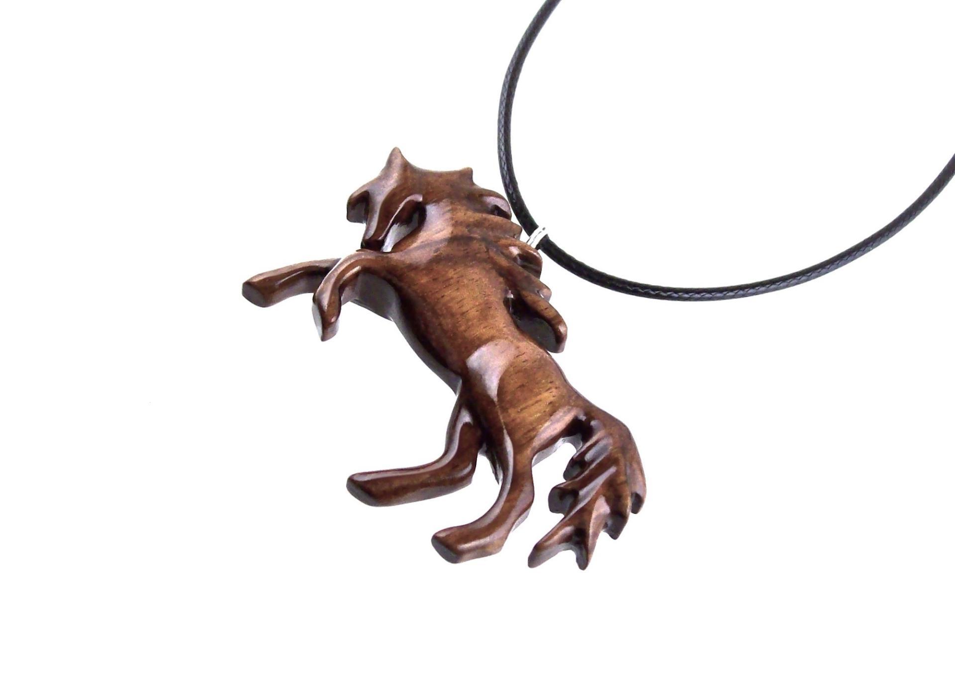 Wooden Horse Necklace, Hand Carved Horse Pendant, Wood Animal Necklace, Equestrian Jewelry for Men or Women