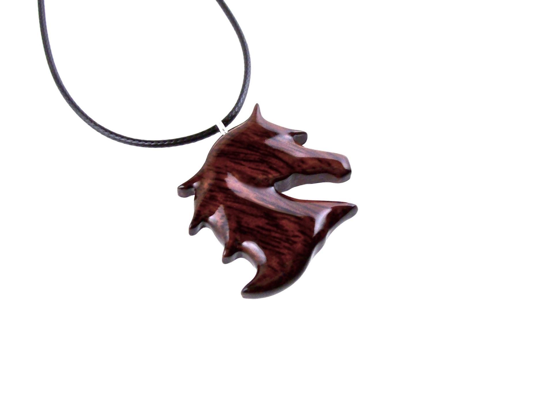 Hand Carved Horse Necklace, Wooden Horse Head Pendant, Equestrian Wood Jewelry for Men Women, Gift for Him Her