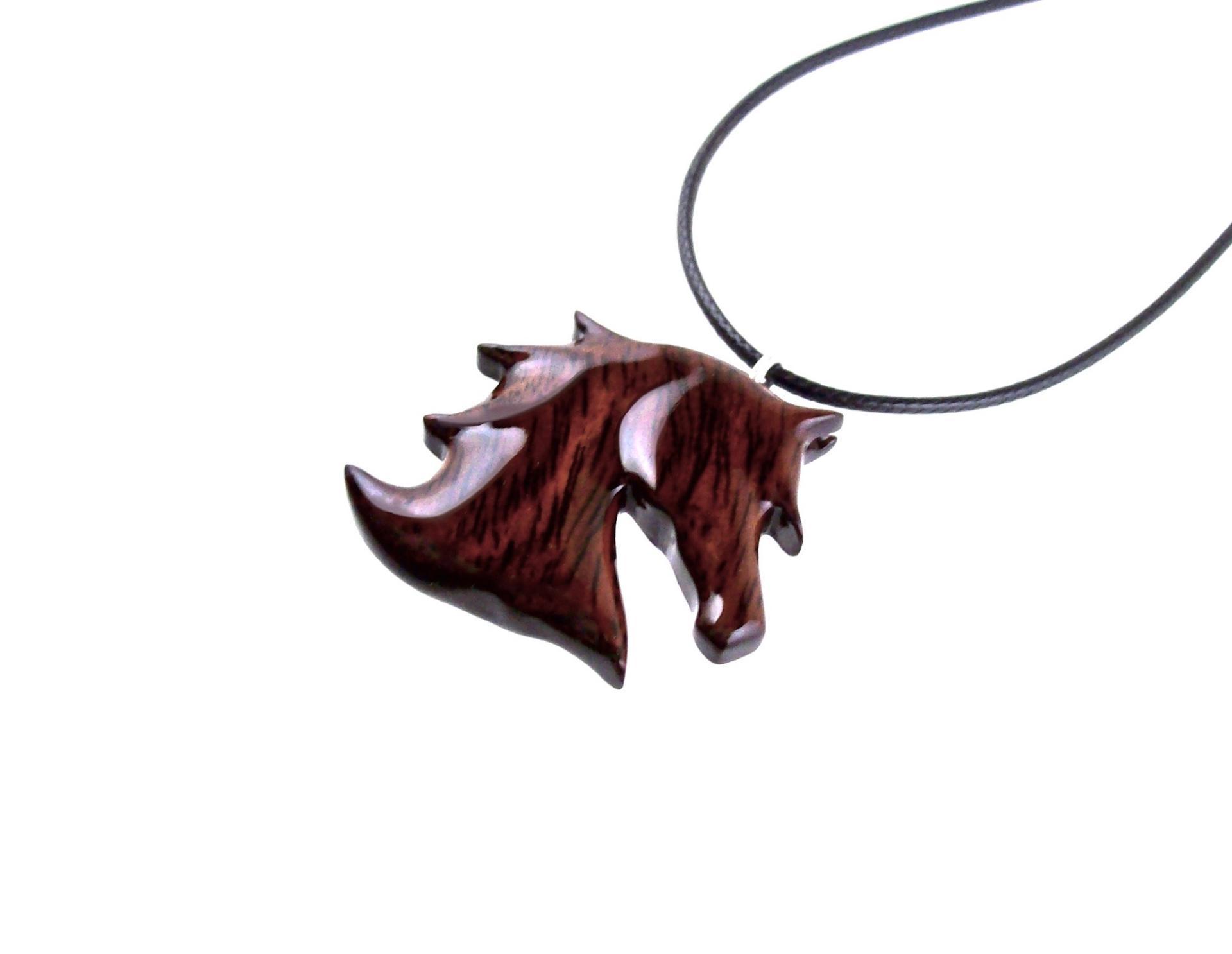 Hand Carved Horse Necklace, Wooden Horse Head Pendant, Equestrian Wood Jewelry for Men Women, Gift for Him Her