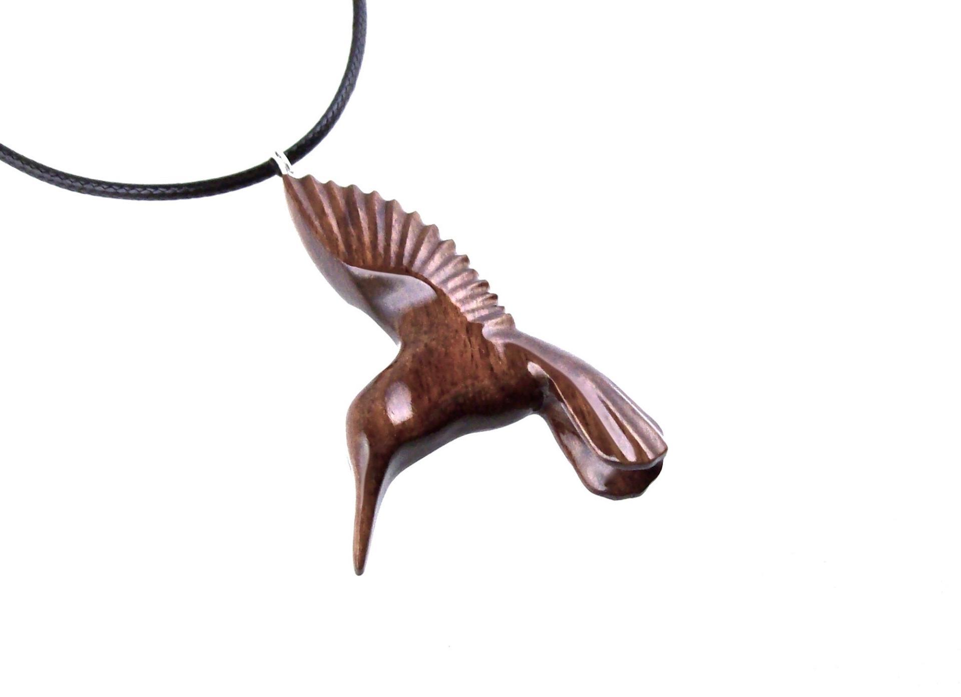 Hummingbird Pendant, Hand Carved Wooden Bird Necklace, One of a Kind Gift for Her, Handmade Wood Jewelry