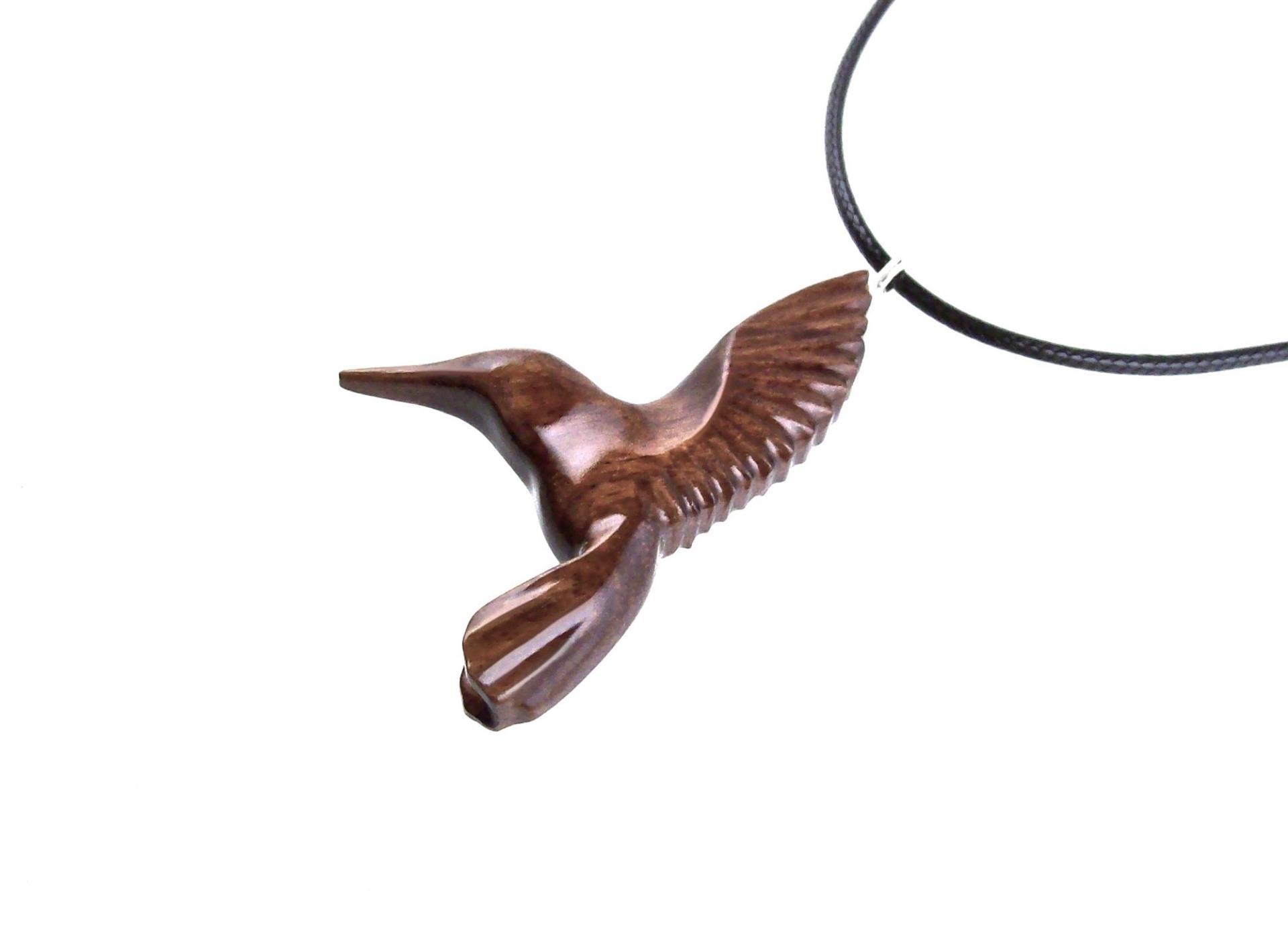 Hummingbird Pendant, Hand Carved Wooden Bird Necklace, One of a Kind Gift for Her, Handmade Wood Jewelry