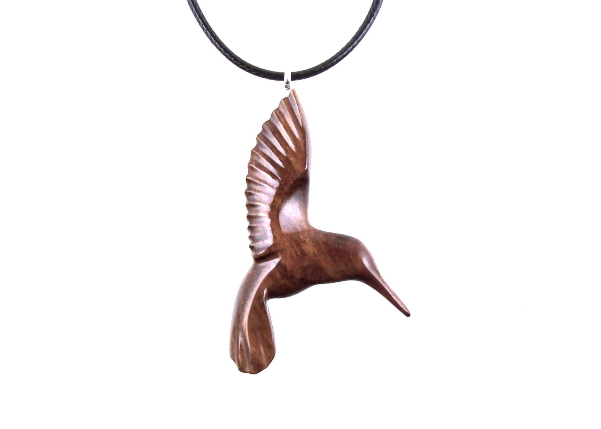 Hummingbird Pendant, Hand Carved Wooden Bird Necklace, One of a Kind Gift for Her, Handmade Wood Jewelry