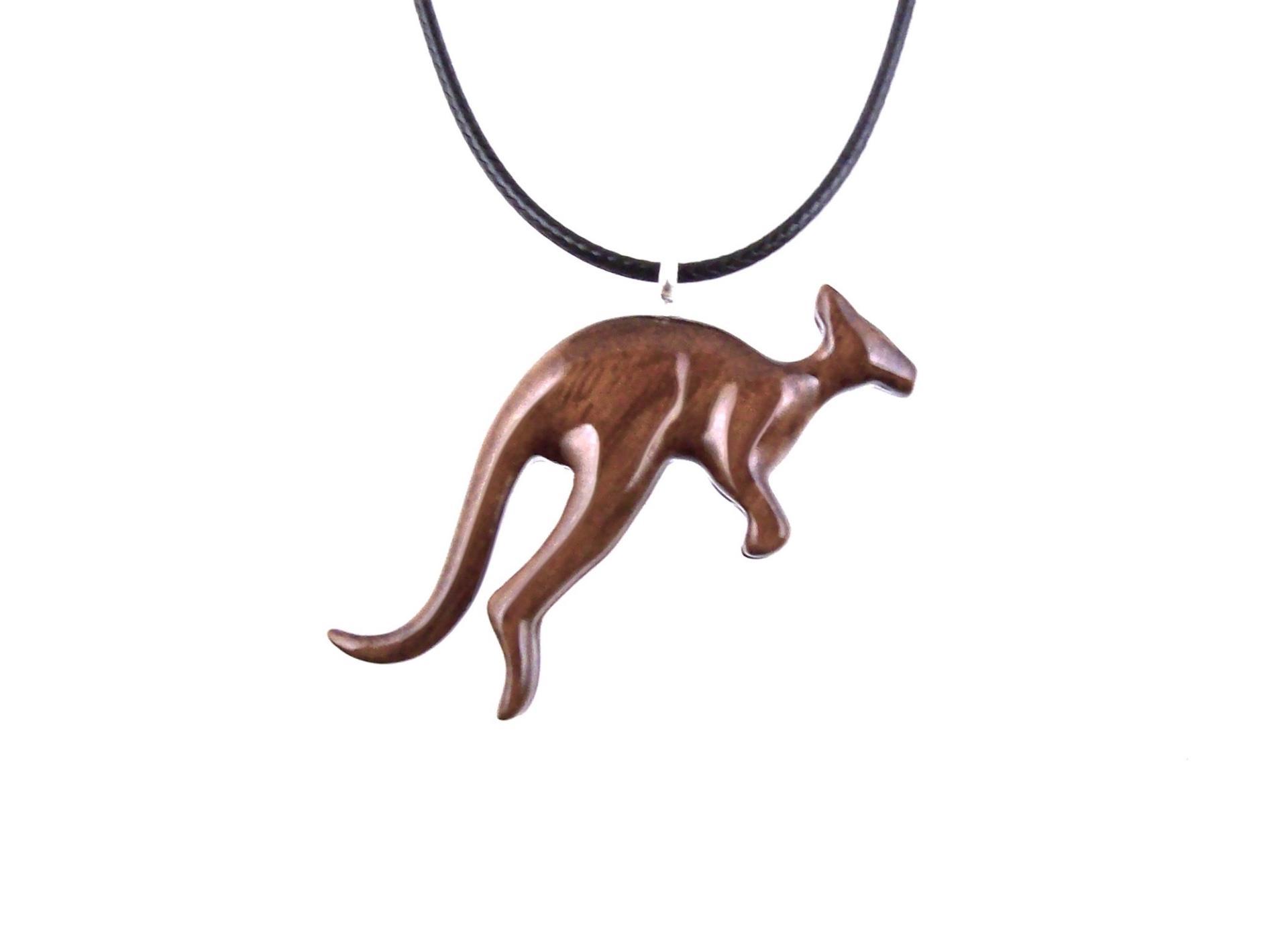 Kangaroo Necklace, Wooden Kangaroo Pendant, Hand Carved Wood Necklace, Totem Spirit Animal Jewelry, Gift for Him Her