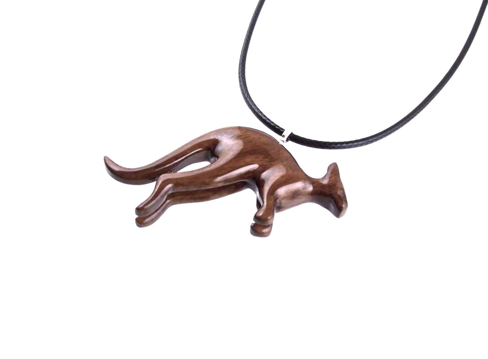 Kangaroo Necklace, Wooden Kangaroo Pendant, Hand Carved Wood Necklace, Totem Spirit Animal Jewelry, Gift for Him Her