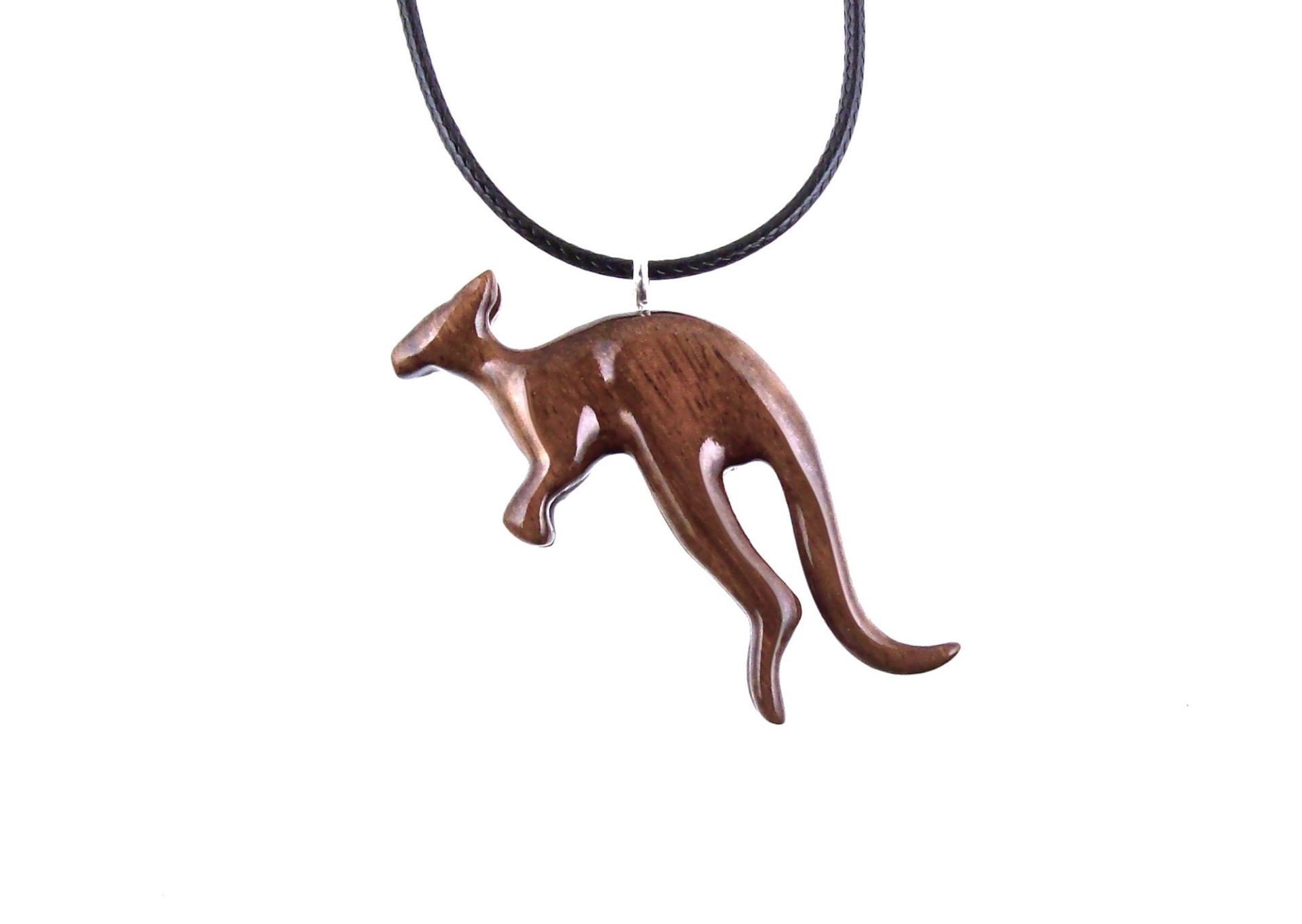 Kangaroo Necklace, Wooden Kangaroo Pendant, Hand Carved Wood Necklace, Totem Spirit Animal Jewelry, Gift for Him Her