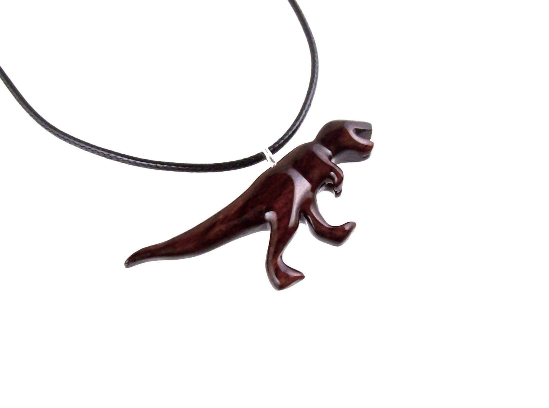 Dinosaur Pendant, Hand Carved Wooden T-Rex Necklace for Men or Women, Tyrannosaurus Necklace, Wood Reptile Jurassic Jewelry