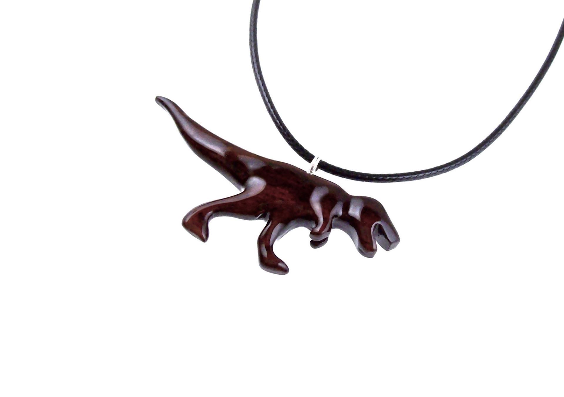 Dinosaur Pendant, Hand Carved Wooden T-Rex Necklace for Men or Women, Tyrannosaurus Necklace, Wood Reptile Jurassic Jewelry