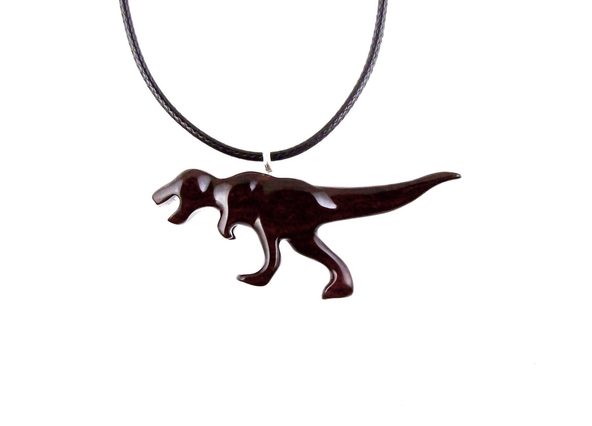 Dinosaur Pendant, Hand Carved Wooden T-Rex Necklace for Men or Women, Tyrannosaurus Necklace, Wood Reptile Jurassic Jewelry