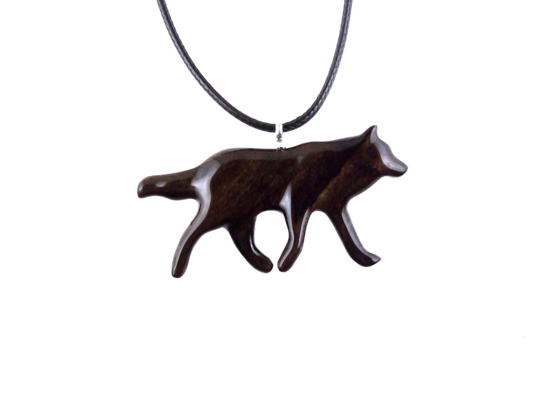 Wooden Wolf Pendant, Hand Carved Wolf Necklace, Totem Spirit Animal Pendant, Woodland Jewelry for Men or Women