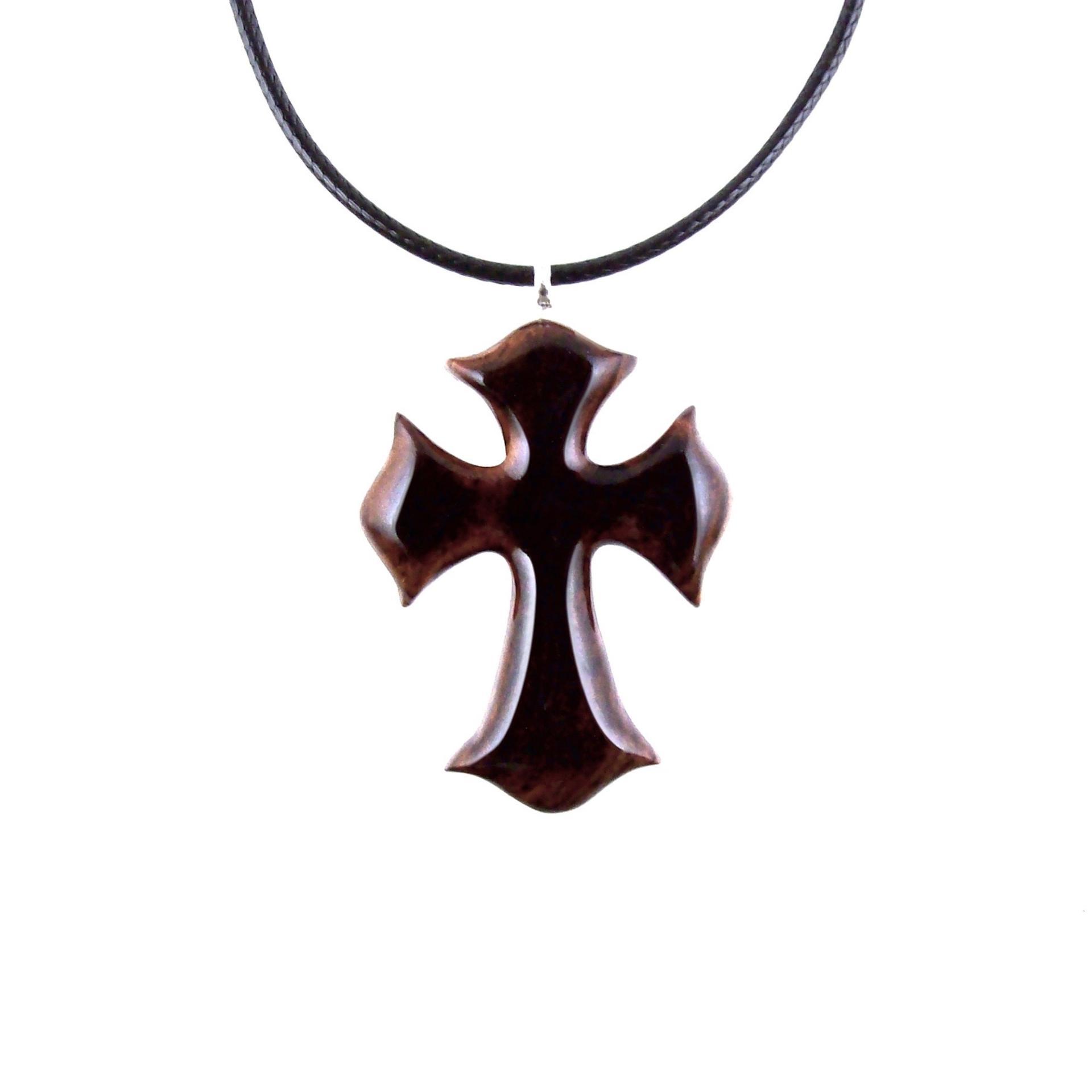 Wooden Cross Necklace, Wood Cross Pendant, Hand Carved Mens Christian Jewelry, One of a Kind Gift for Him