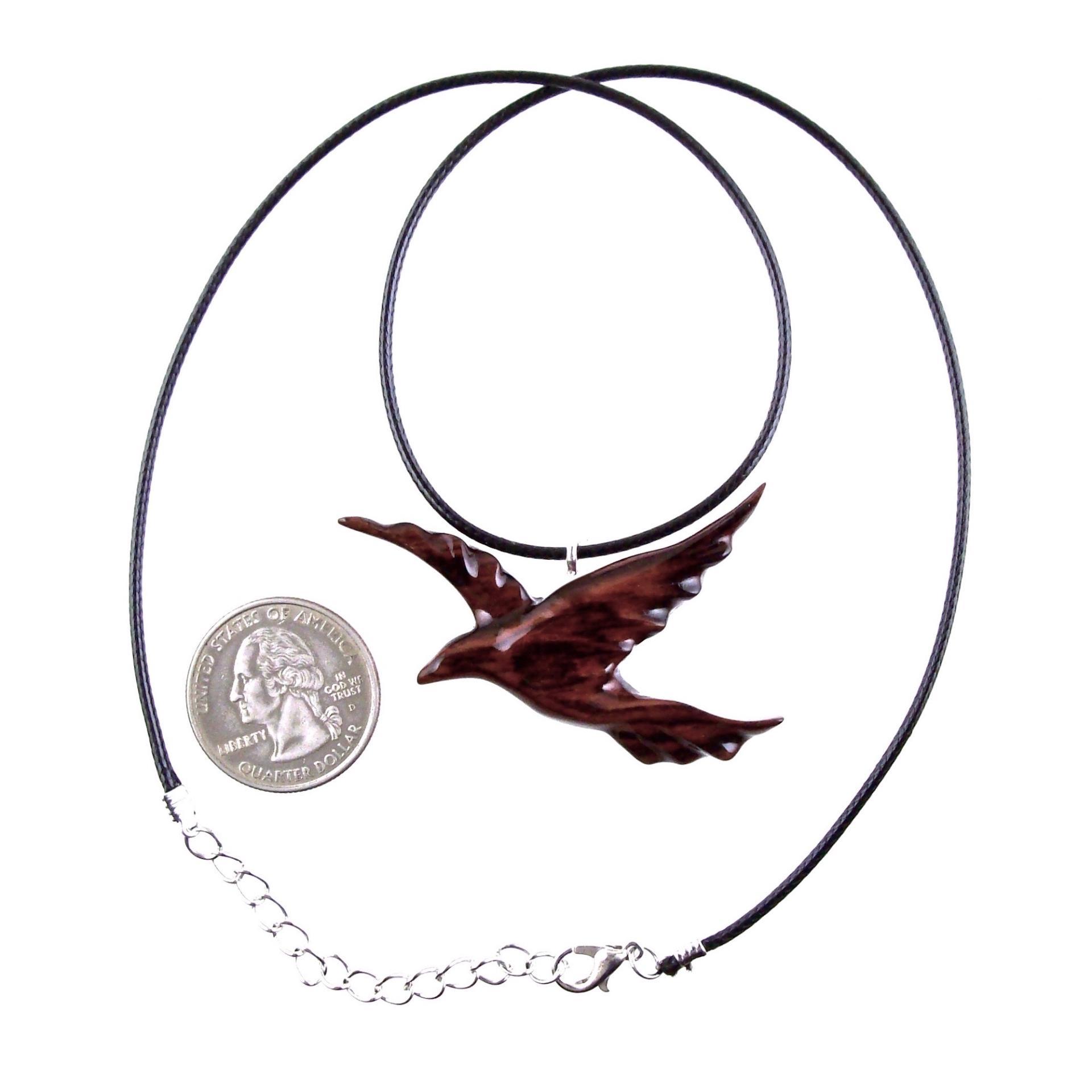 Dove Pendant, Hand Carved Flying Wooden Bird Necklace, One of a Kind Wood Jewelry Gift for Her