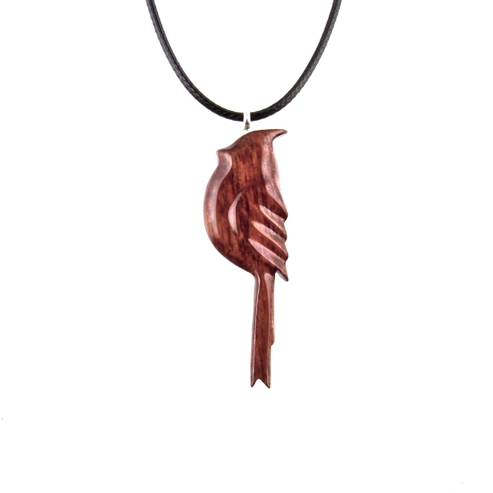 Cardinal Bird Necklace, Wooden Bird Pendant, Hand Carved Songbird Jewelry, One of a Kind Wood Jewelry Gift for Her