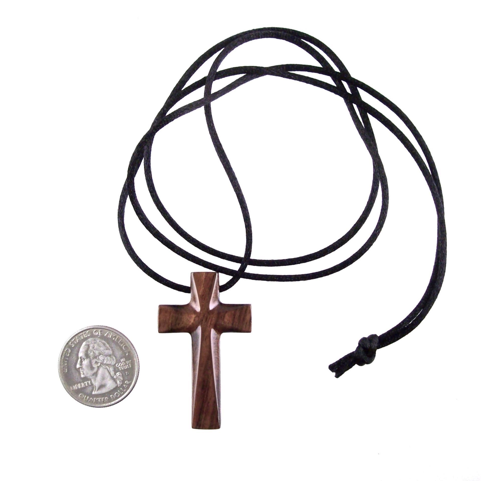 Hand Carved Wooden Cross Pendant, Handmade Wood Cross Necklace, Mens Christian Jewelry, One of a Kind Gift for Him