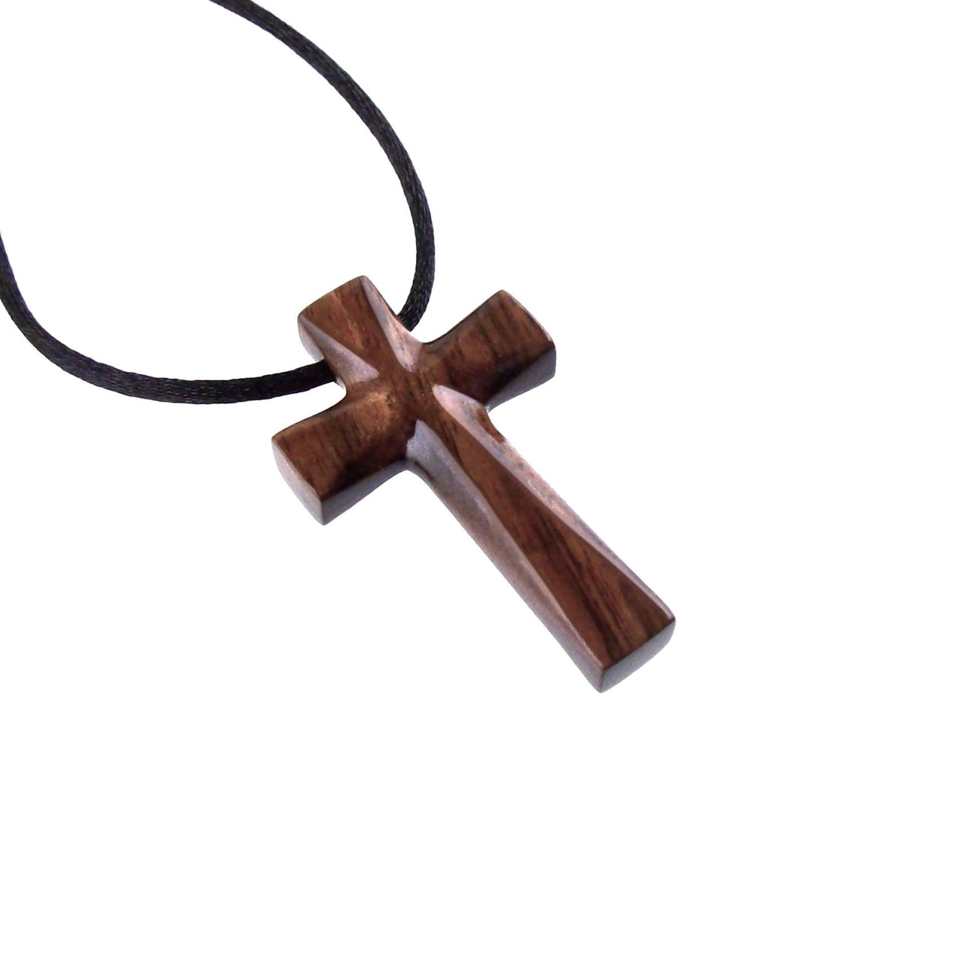 Hand Carved Wooden Cross Pendant, Handmade Wood Cross Necklace, Mens Christian Jewelry, One of a Kind Gift for Him