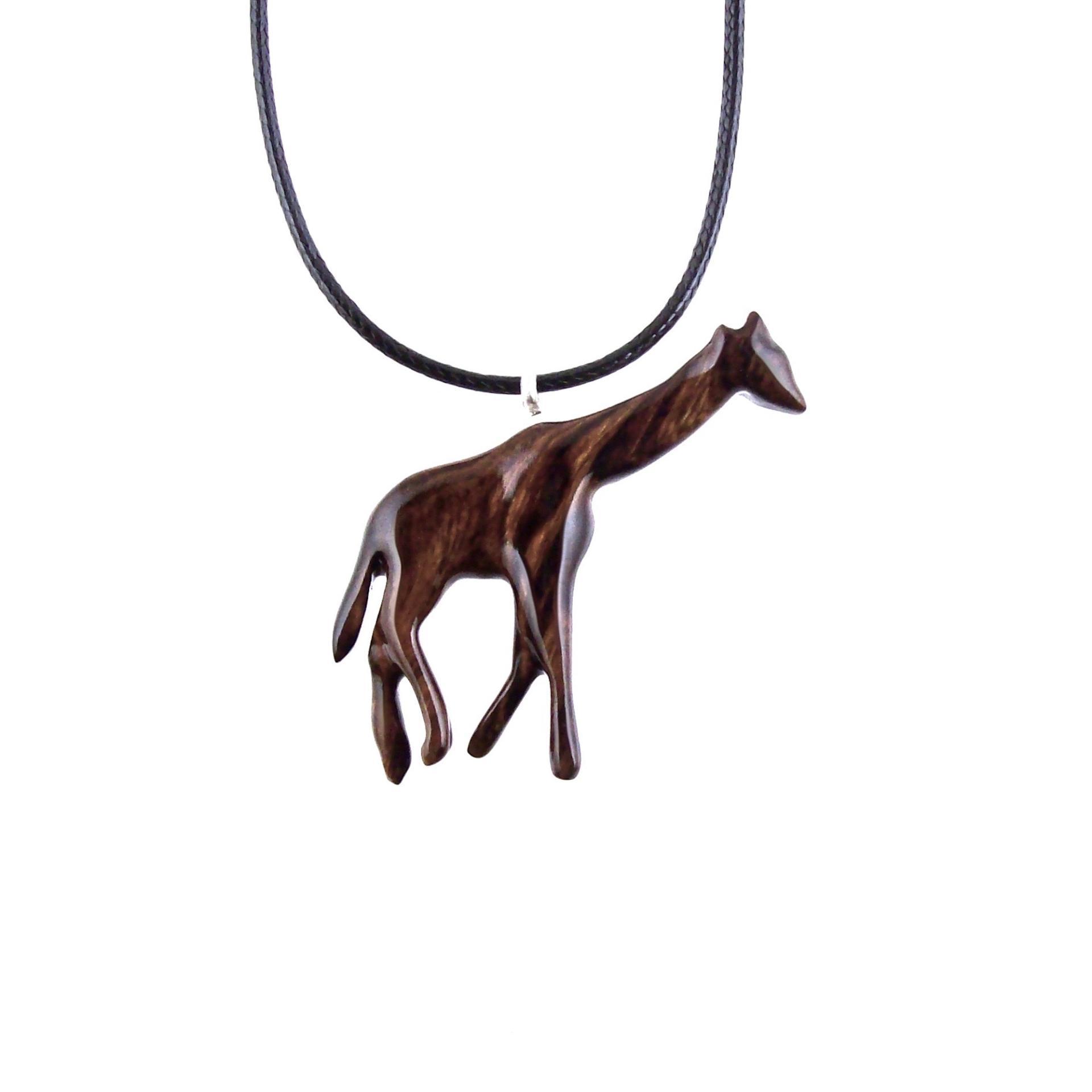 Hand Carved Wooden Giraffe Pendant, African Animal Necklace, Wildlife Wood Jewelry for Men Women, Gift for Him Her