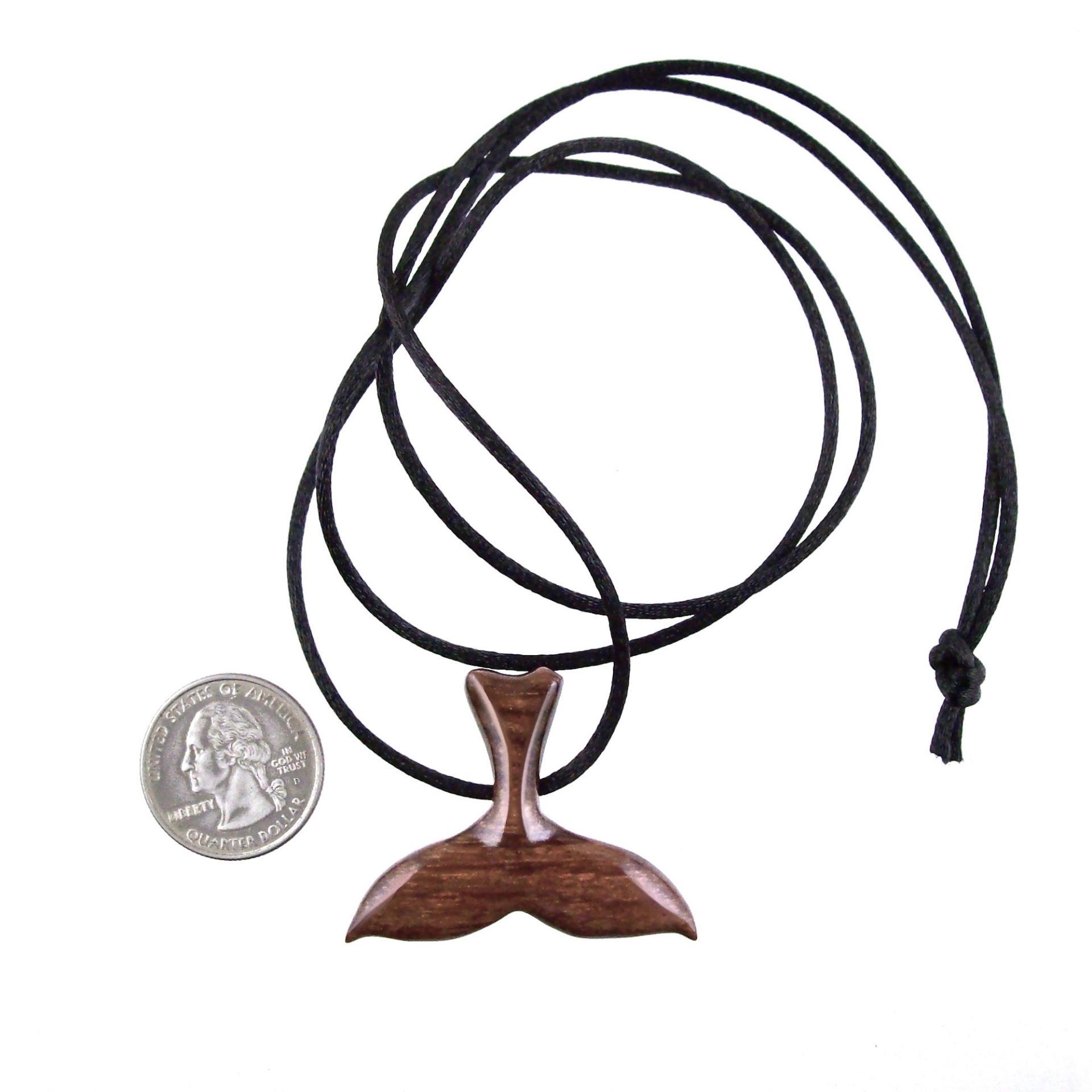 Hand Carved Wooden Orca Whale Tail Pendant, Mens Wood Necklace, Handmade Nautical Jewelry, One of a Kind Gift for Him