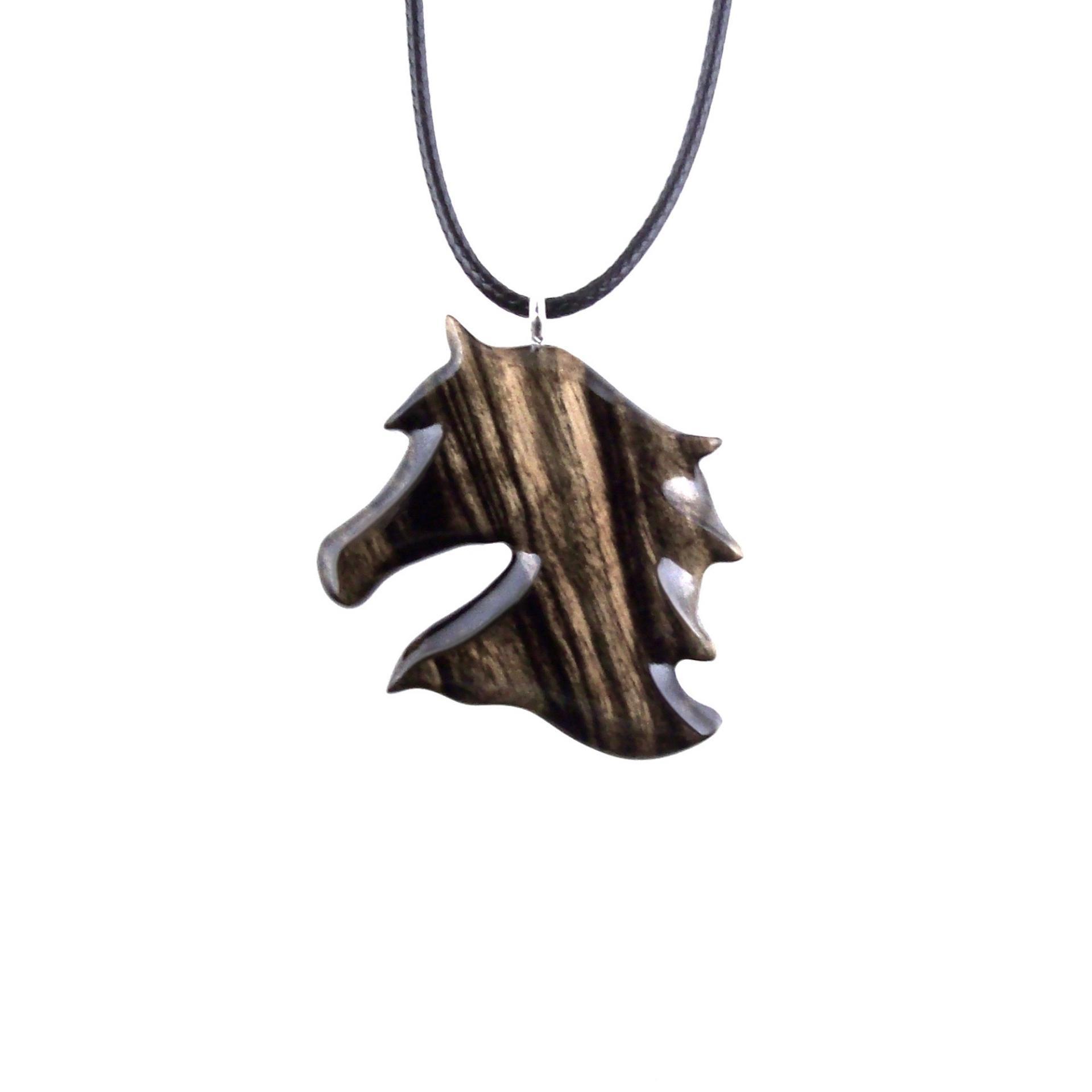 Wooden Horse Necklace, Hand Carved Animal Head Pendant, Country Western Wood Jewelry, Handmade Gift for Him Her