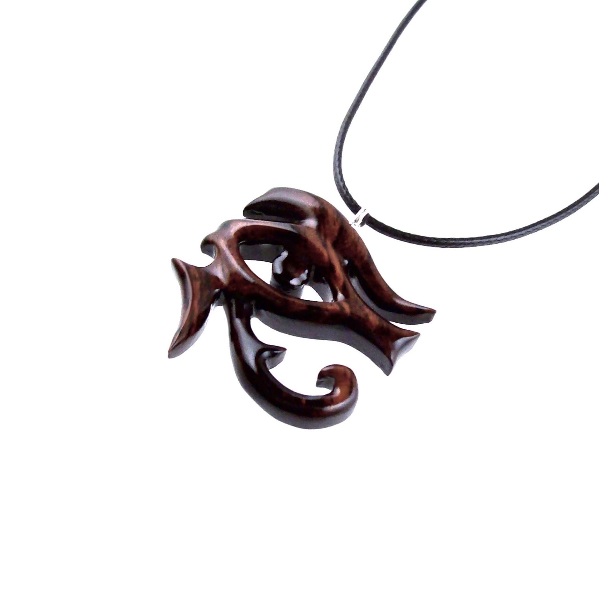 Eye of Horus Necklace, Hand Carved Wooden Eye of Ra Pendant, Egyptian Jewelry for Men or Women, African Jewelry, One of a Kind Gift