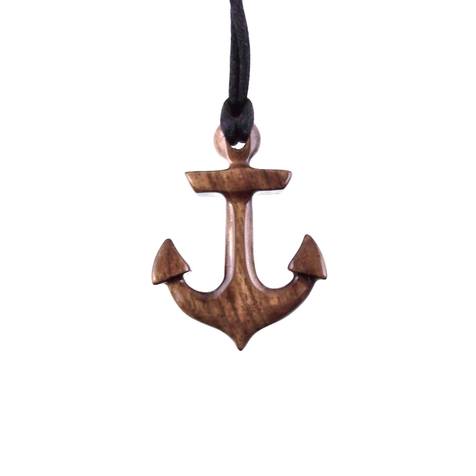 Wooden Anchor Necklace Pendant for Men, Handmade Nautical Wood Jewelry