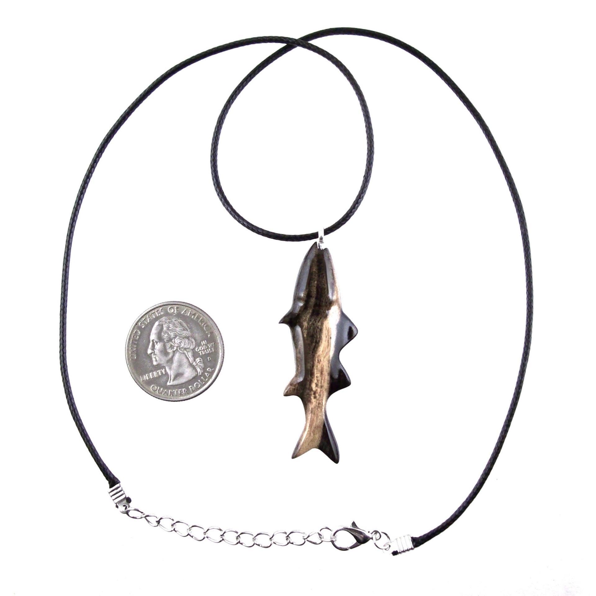 Striped Bass Pendant, Hand Carved Fish Necklace, Wooden Fishermen Jewelry, Mens Wood Necklace, One of a Kind Gift for Him