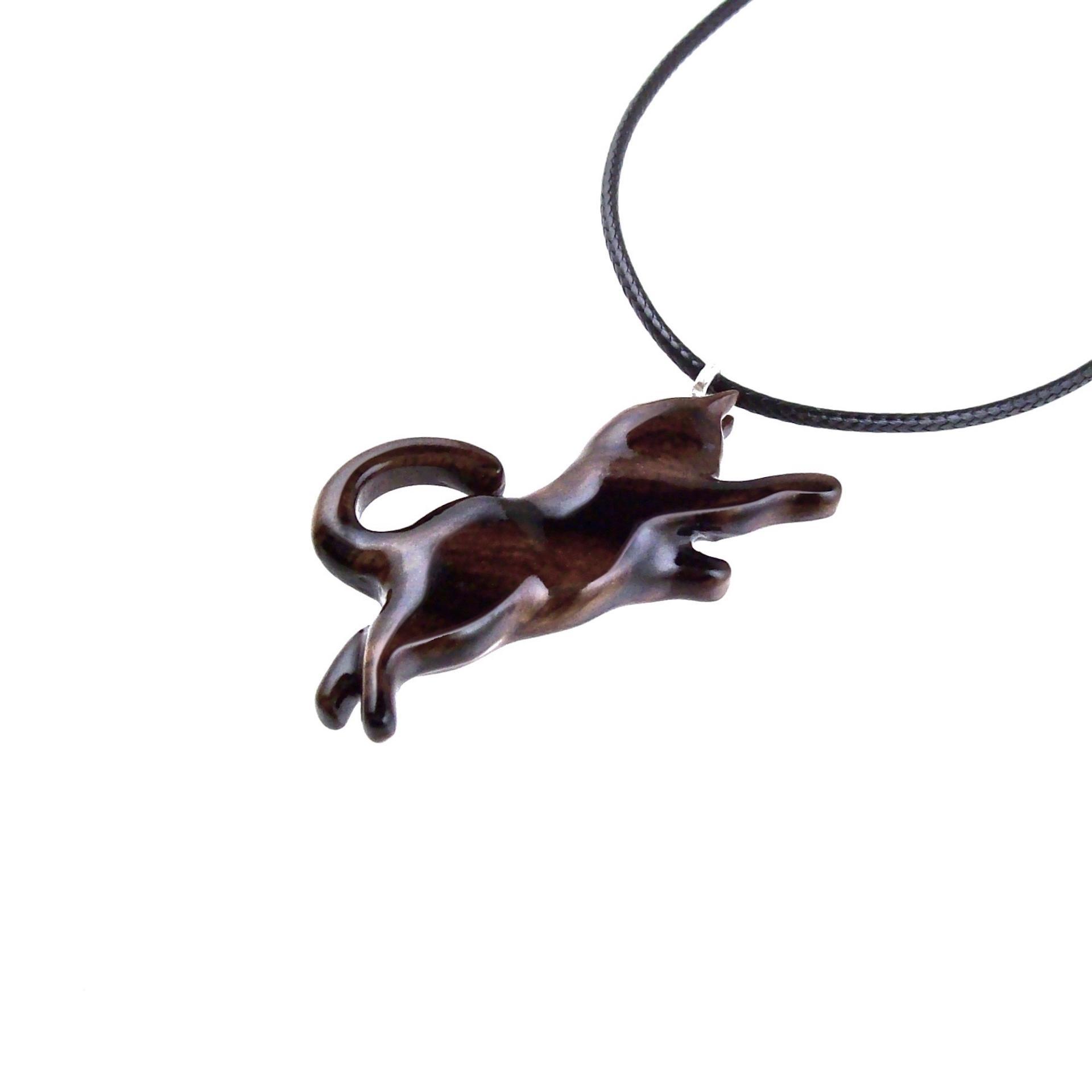 Cat Necklace, Hand Carved Wooden Kitten Pendant, Wood Animal Necklace, Handmade Cat Jewelry, One of a Kind Gift