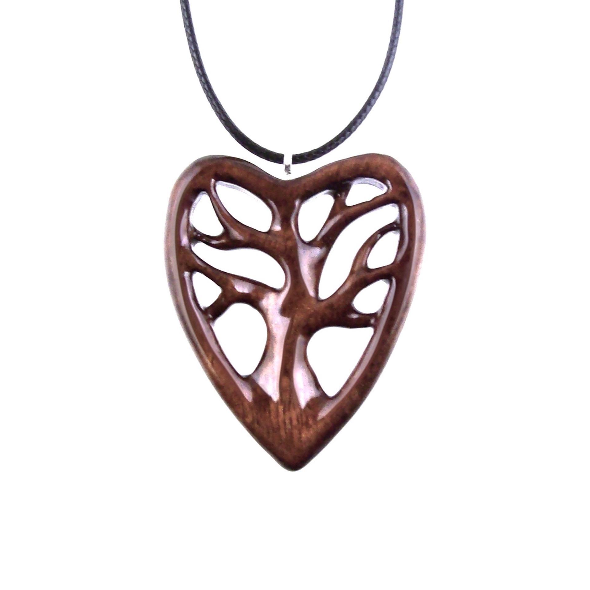 Wooden Heart Pendant, Hand Carved Tree of Life Necklace, Handmade Wood Jewelry, One of a Kind 5th Anniversary Gift for Her