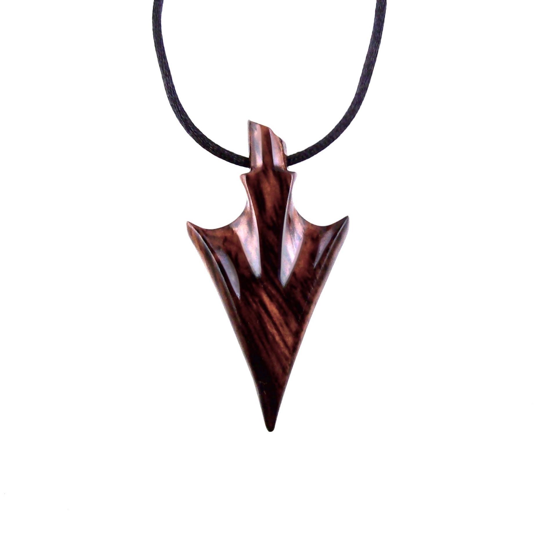 Hand Carved Wooden Arrowhead Necklace, Arrow Pendant, Mens Wood Necklace, Tribal Handmade Jewelry, Gift for Him