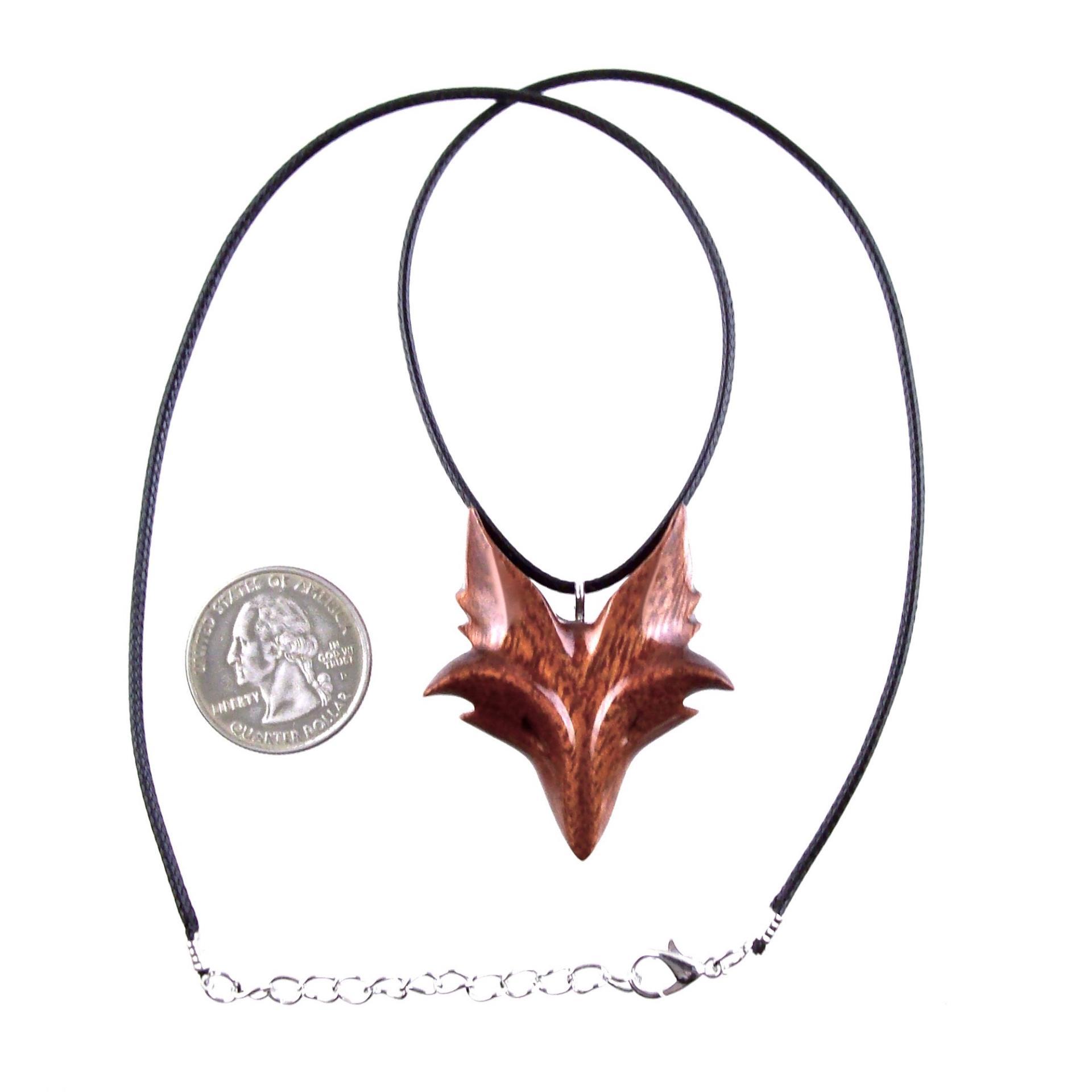 Celtic Fox Pendant, Hand Carved Wood Fox Necklace, Totem Spirit Animal, Wooden Jewelry, One of a Kind Gift for Him Her