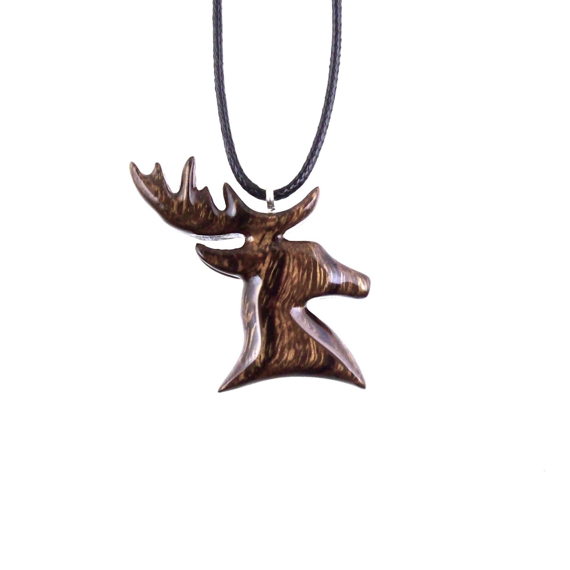 Hand Carved Stag Necklace, Wooden Deer Pendant, Buck Head Necklace, Spirit Animal Totem Gift for Him, Woodland Mens Jewelry