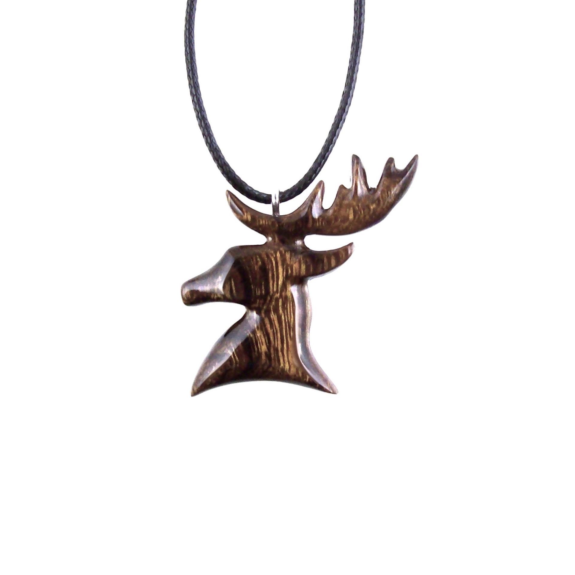 Hand Carved Stag Necklace, Wooden Deer Pendant, Buck Head Necklace, Spirit Animal Totem Gift for Him, Woodland Mens Jewelry