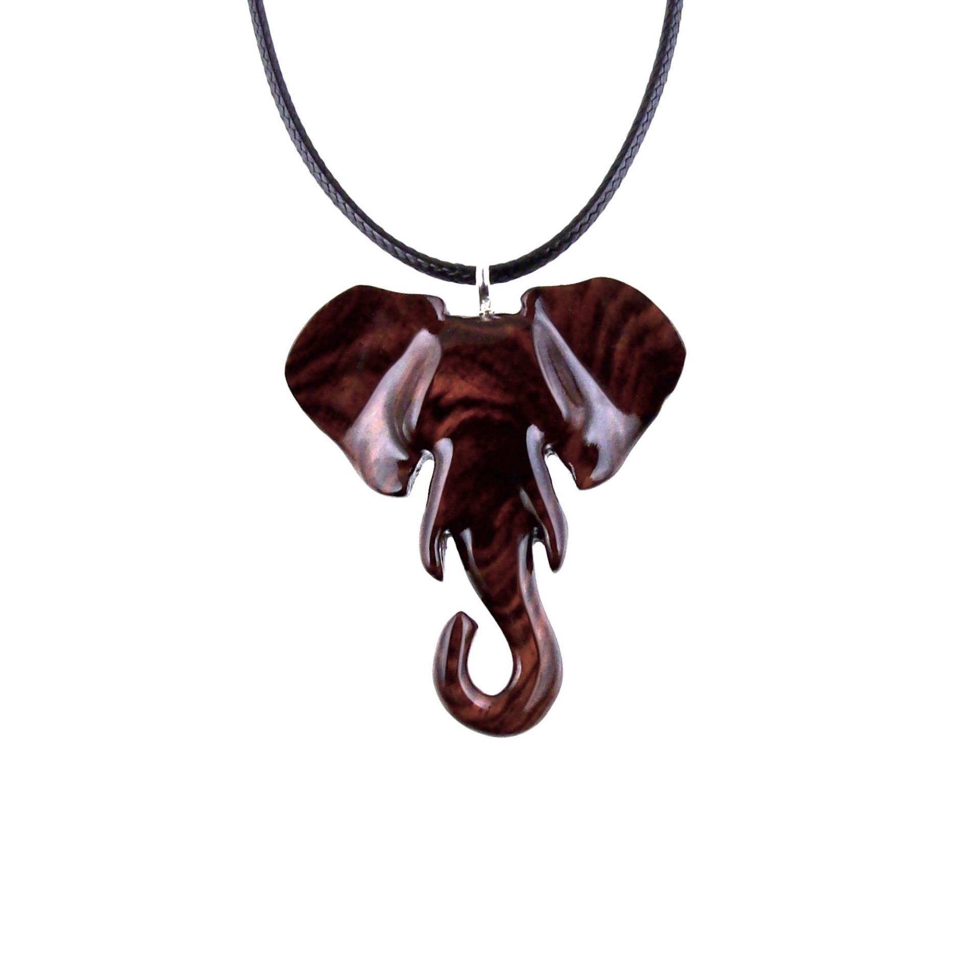 Elephant Necklace, Wooden Elephant Pendant for Men or Women, Hand Carved Spiritual Animal Necklace, Wood Jewelry for Men Women