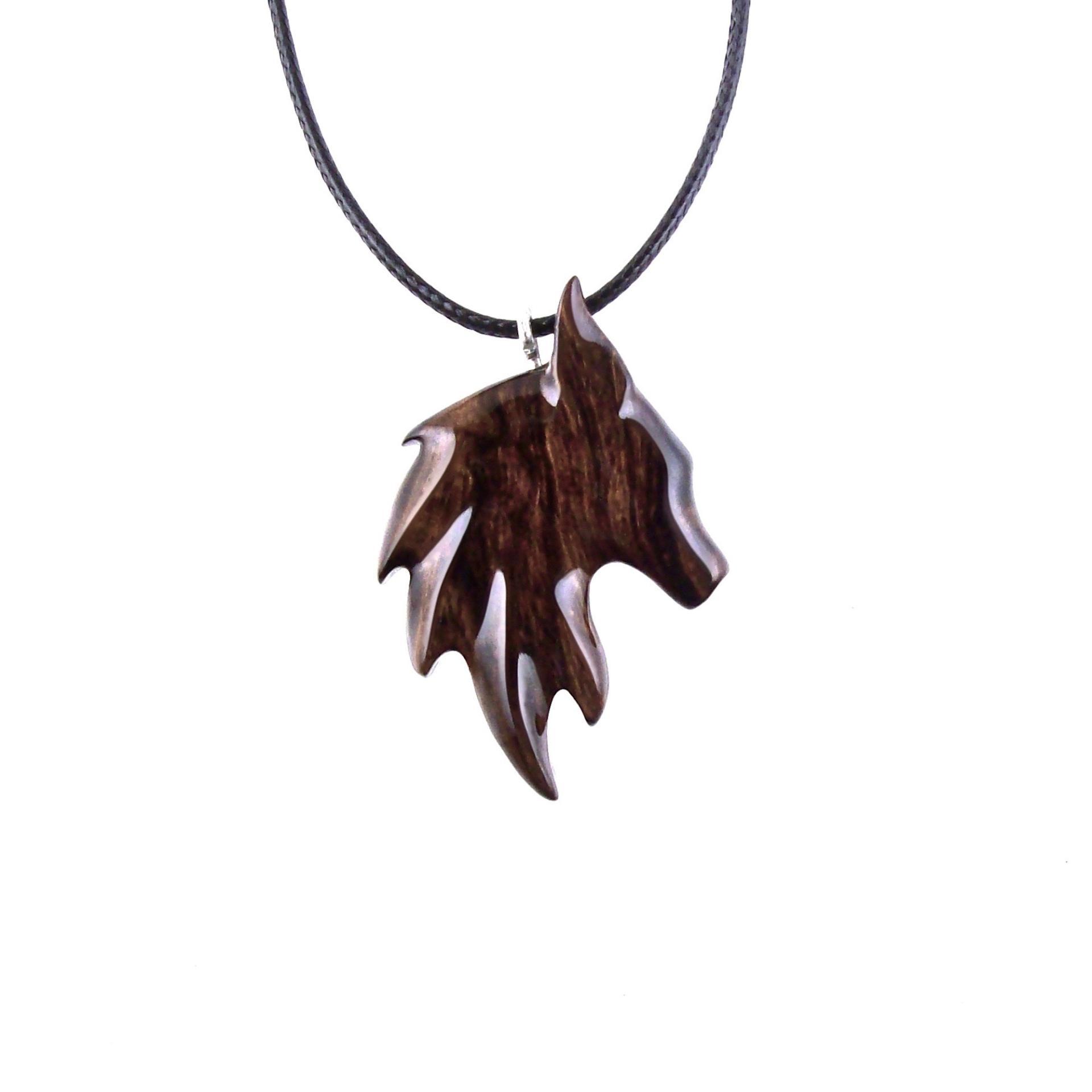 Fox Necklace for Men Women, Hand Carved Wooden Animal Pendant, Vixen Totem One-of-a-Kind Wood Jewelry