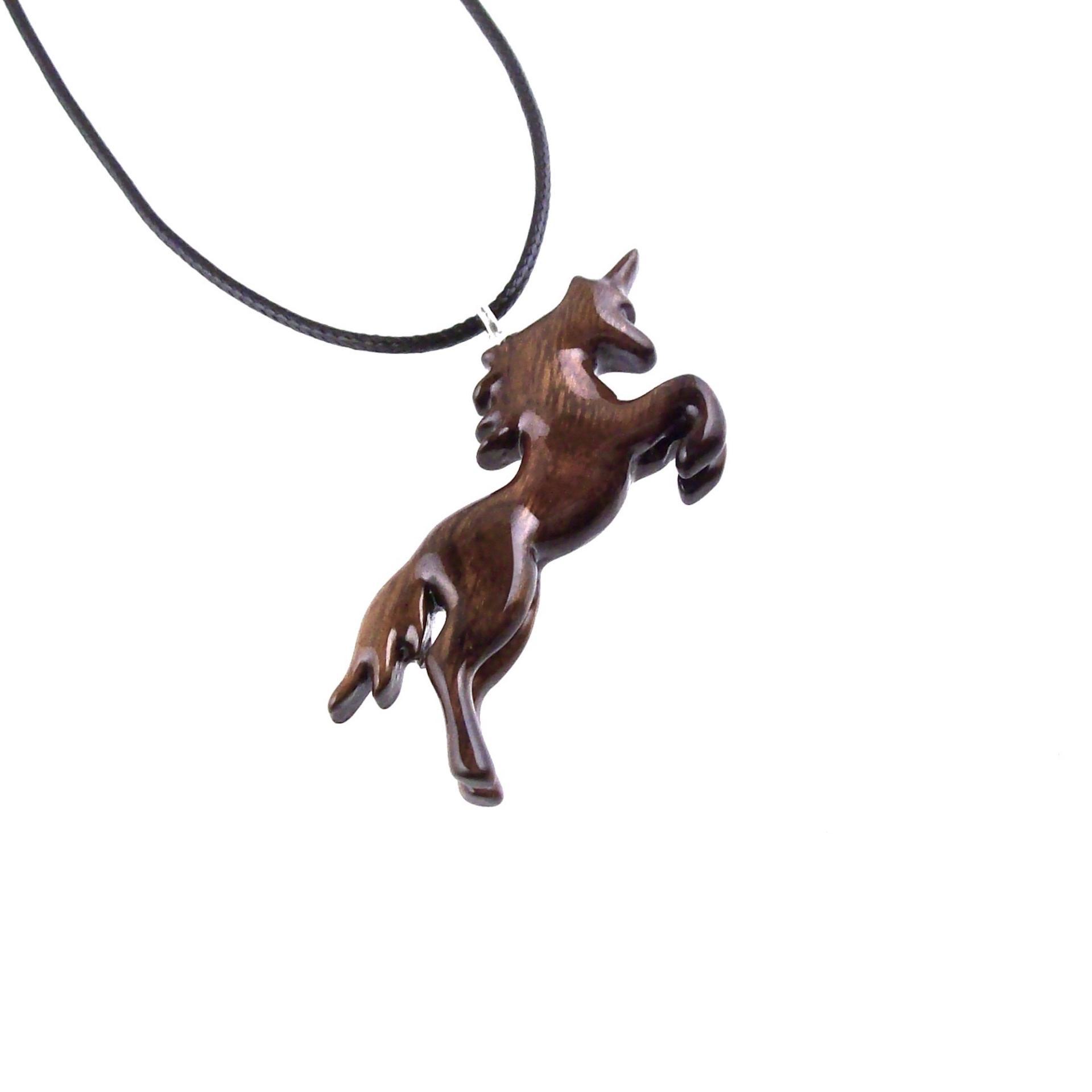 Unicorn Pendant, Hand Carved Wooden Fantasy Animal Necklace, Wood Jewelry, One of a Kind Gift for Him Her