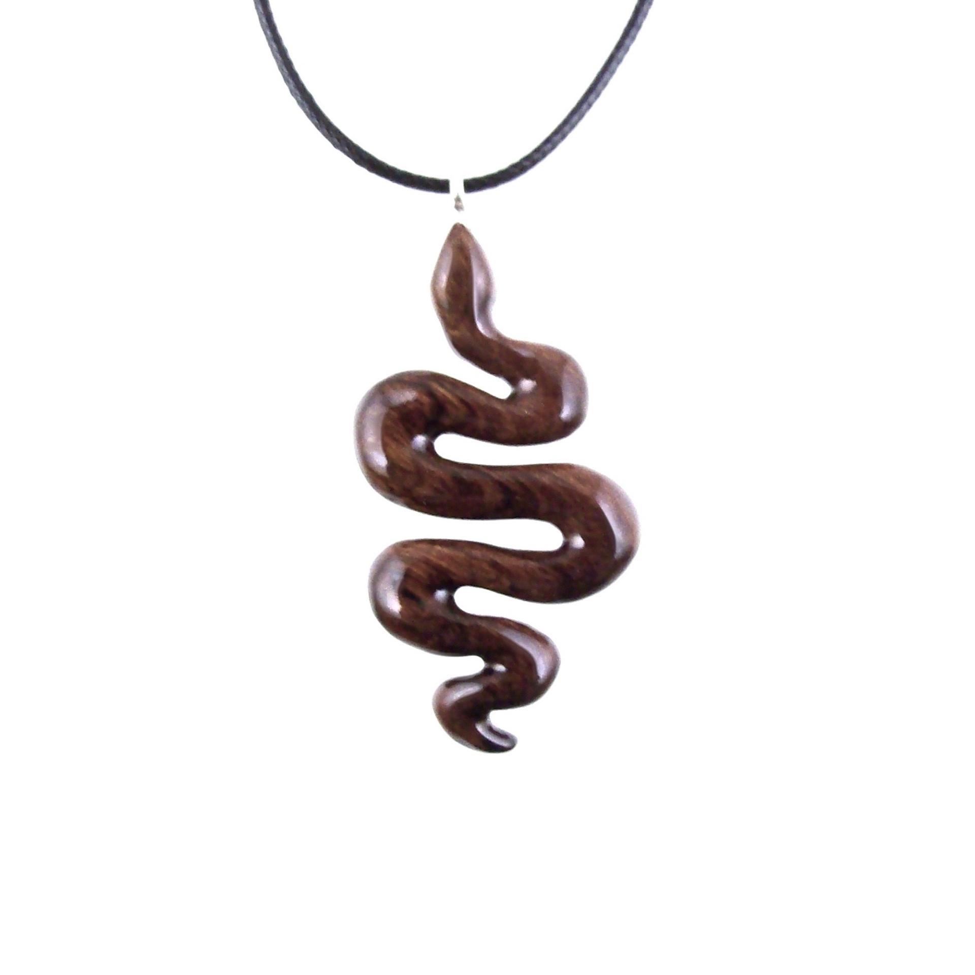 Hand Carved Wooden Snake Pendant, Snake Necklace, Wood Reptile Pendant, Totem Spirit Animal Serpent Jewelry Gift for Him Her