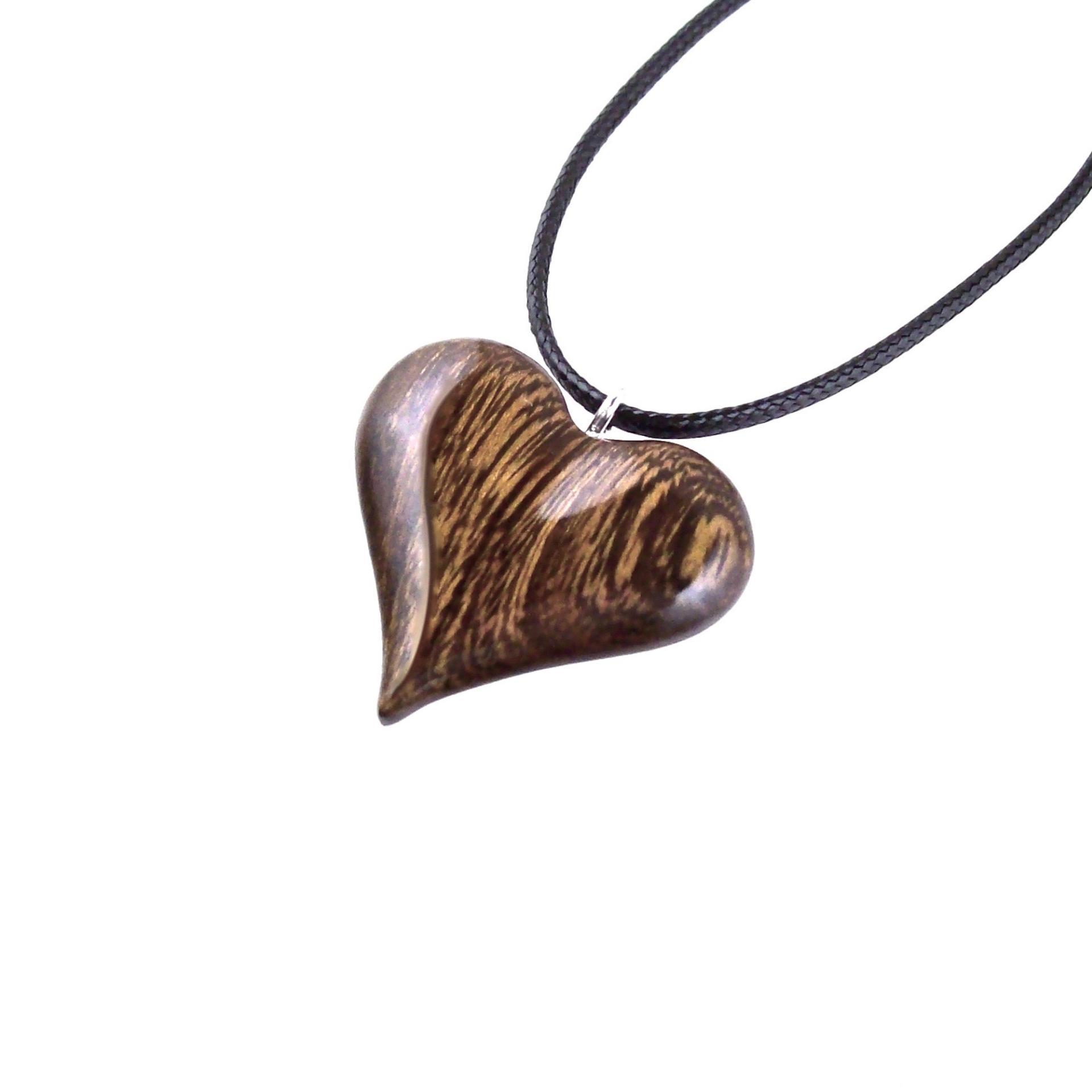 Heart Necklace, Hand Carved Wooden Heart Pendant, 5th Anniversary Gift for Her, One of a Kind Wood Jewelry