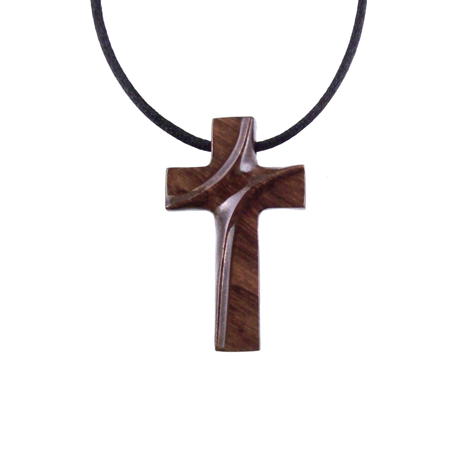 Wooden Cross Pendant, Hand Carved Wood Cross Necklace, Mens Christian Jewelry, Gift for Him