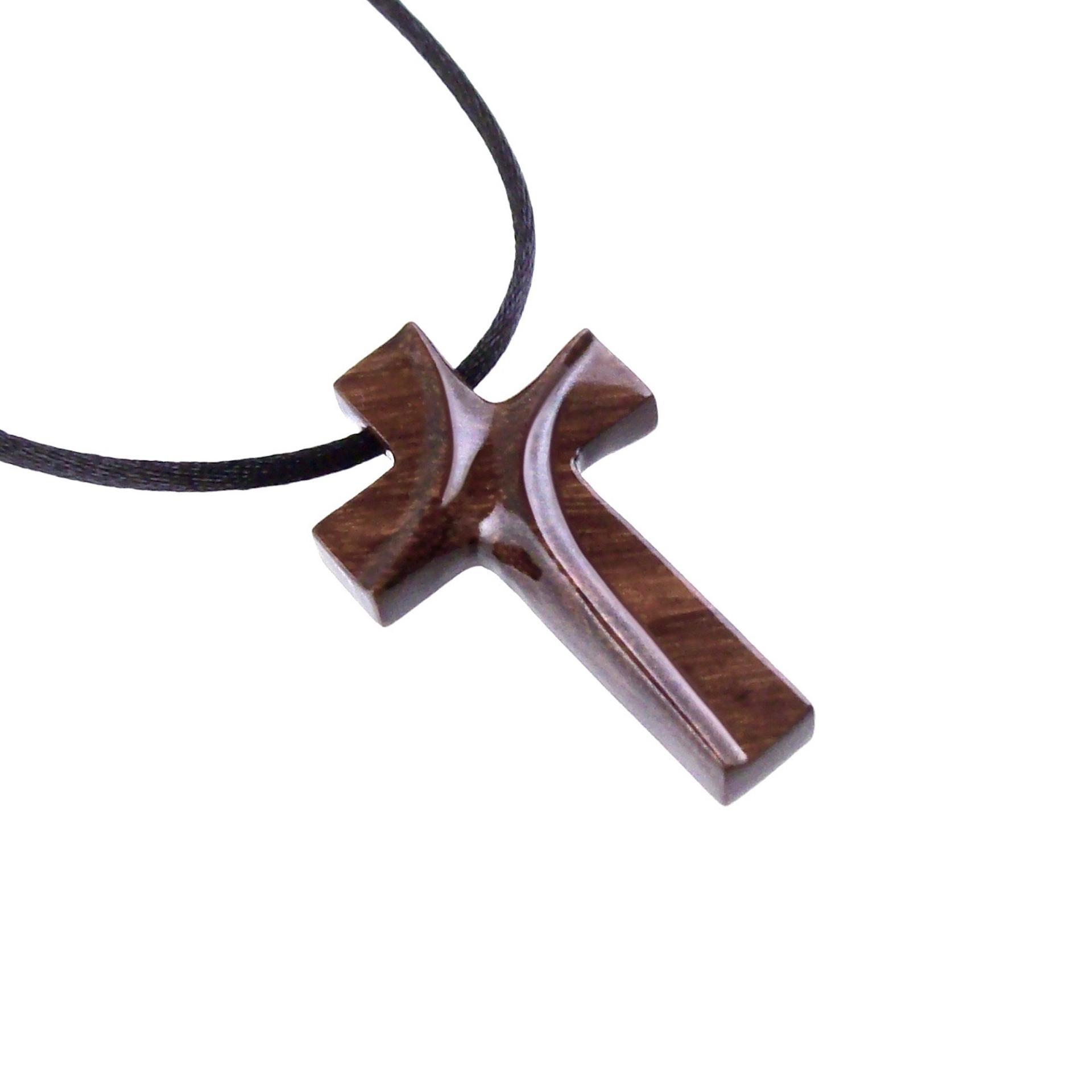 Wooden Cross Pendant, Hand Carved Wood Cross Necklace, Mens Christian Jewelry, Gift for Him