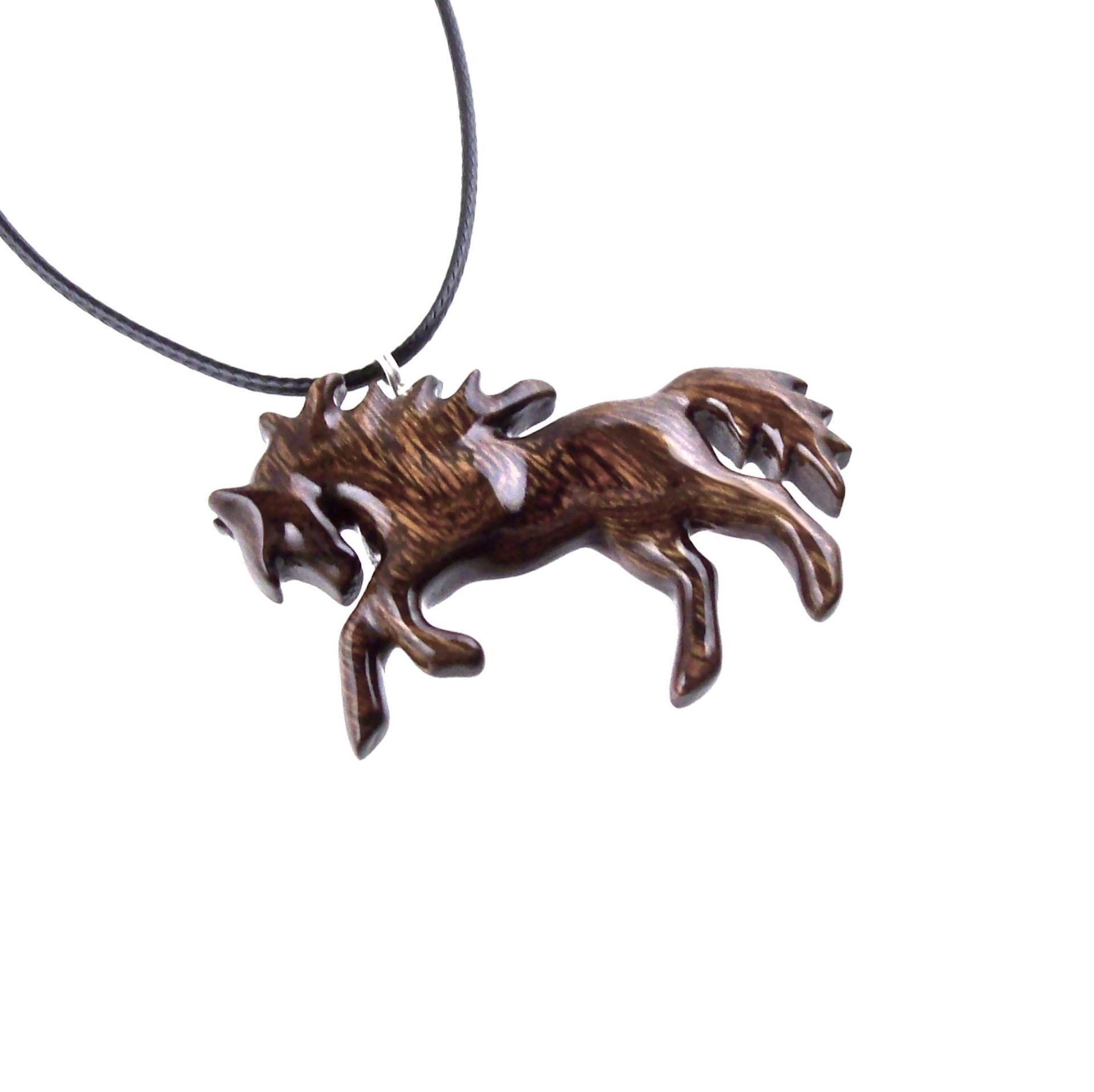 Horse Necklace, Hand Carved Wooden Horse Pendant for Men or Women, Equine Jewelry, Spirit Animal Wood Pendant