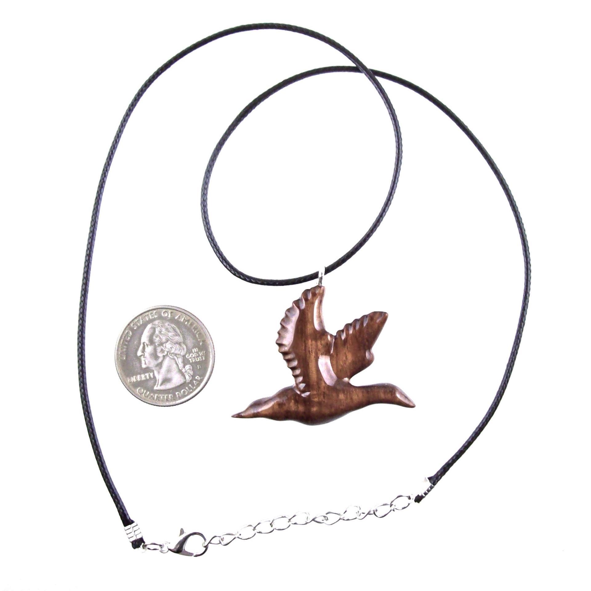 Hand Carved Duck Pendant, Wooden Mallard Necklace, Wood Bird Jewelry, One of a Kind Gift for Men