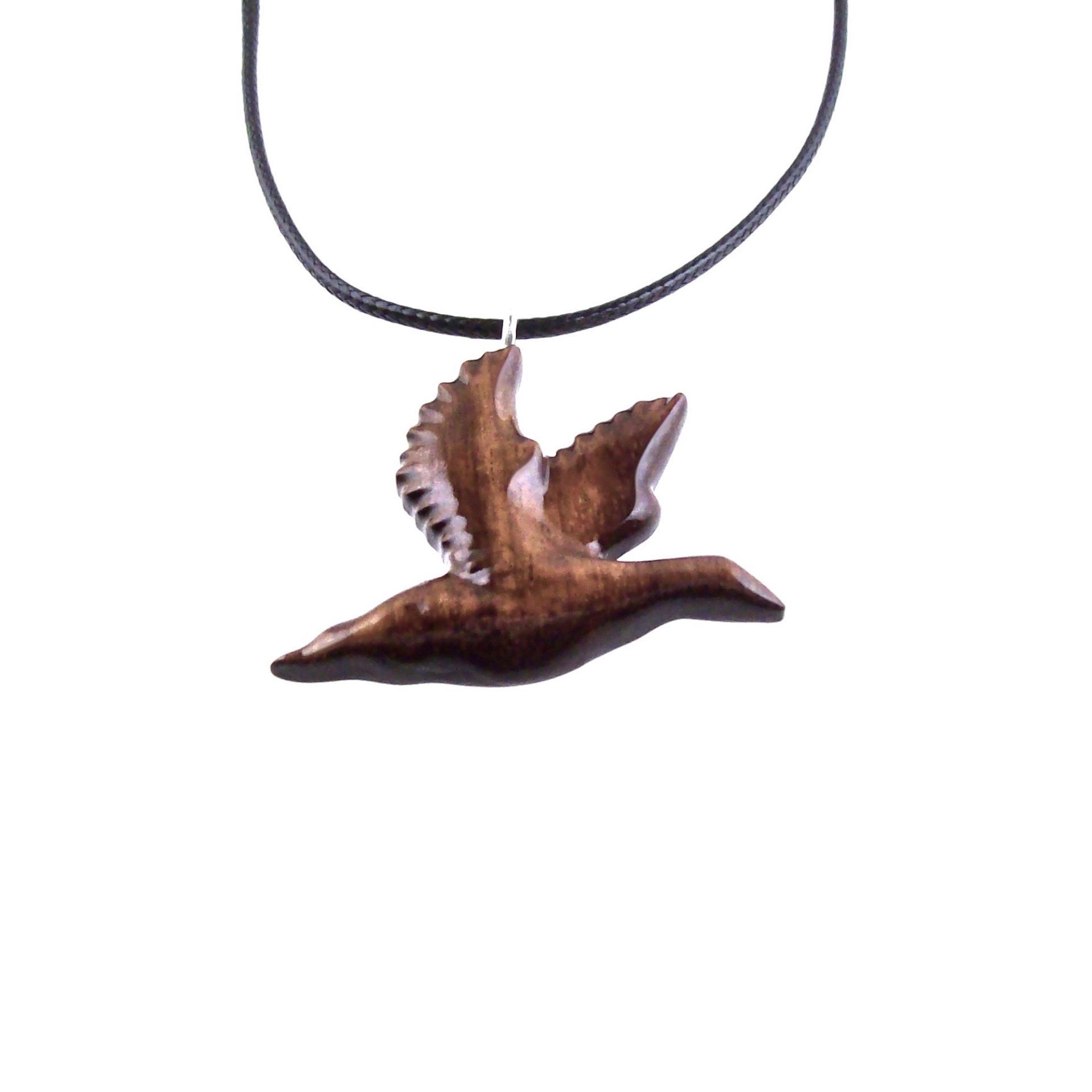 Hand Carved Duck Pendant, Wooden Mallard Necklace, Wood Bird Jewelry, One of a Kind Gift for Men