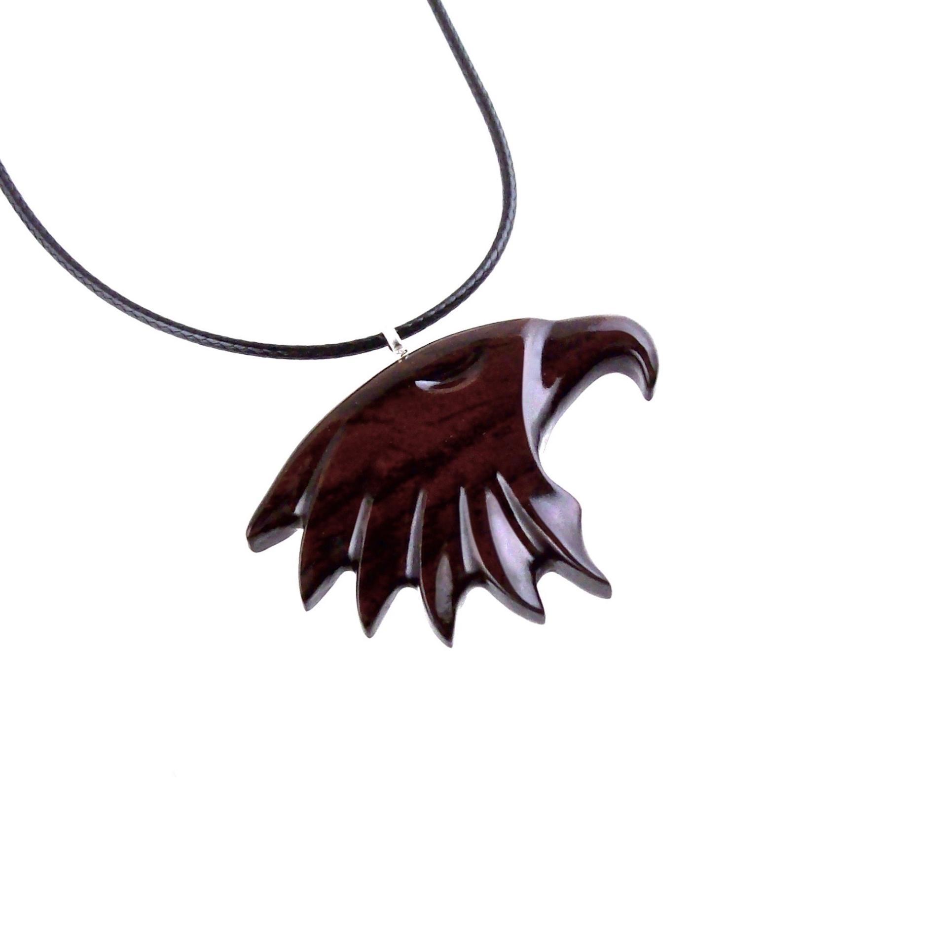 Eagle Necklace, Hand Carved Wooden Bird of Prey Pendant, Totem Wood Jewelry, One of a Kind Gift for Him